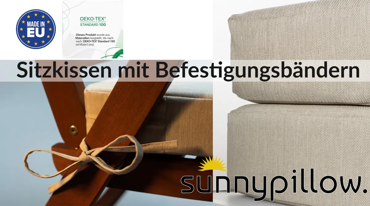 Sunnypillow Set di 2 Cuscini per Sedia 45 x 45 x 7 cm Impermeabili UV - Imbottitura per Sedute Casa Giardino Interni Esterni Cremoso