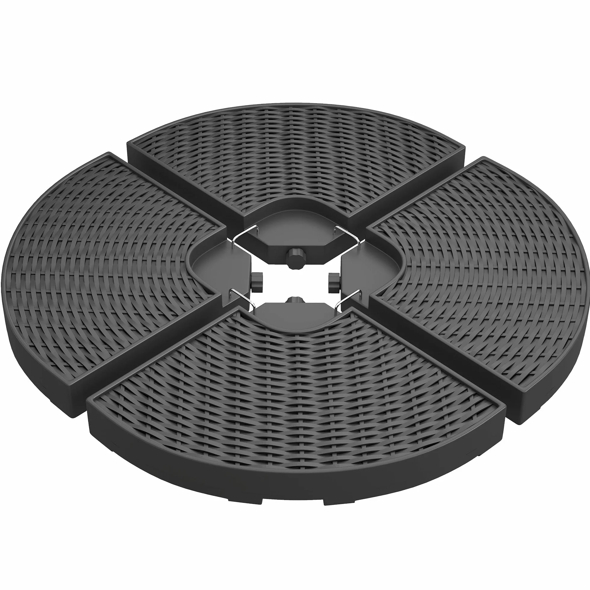 Outsunny Base per Ombrellone a Braccio da 4 Pezzi in HDPE Riempibili con Acqua e Sabbia, Ø100x8 cm, Nero