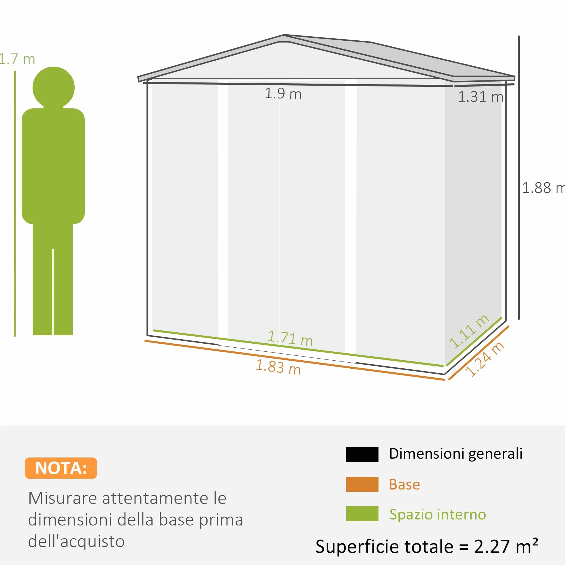 Outsunny Casetta da Giardino 1.9x1.3 m Acciaio Capanno Porta Attrezzi Lamiera Prese d'Aria Catenaccio Quercia