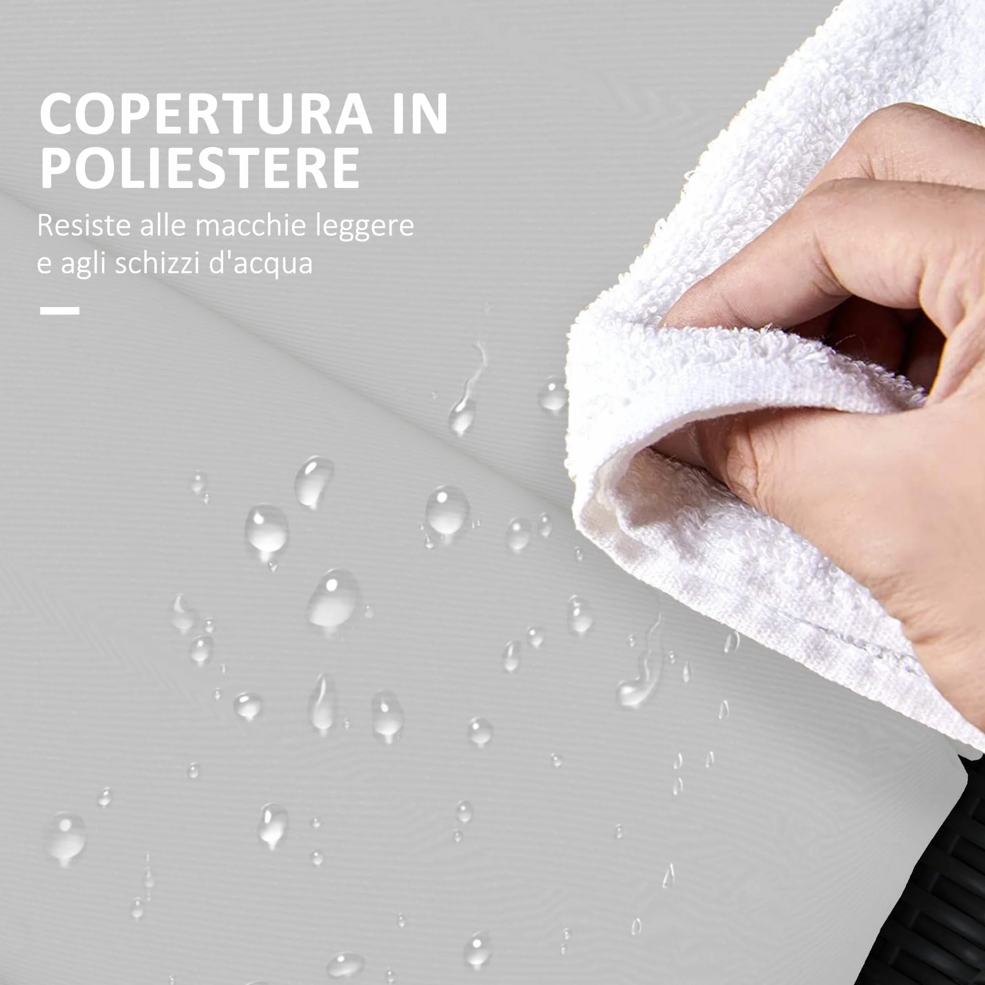 Outsunny Cuscino per Sdraio e Lettino Prendisole, Cuscino Imbottito con Poggiatesta e Lacci in Poliestere Resistente all'Acqua, Grigio Chiaro