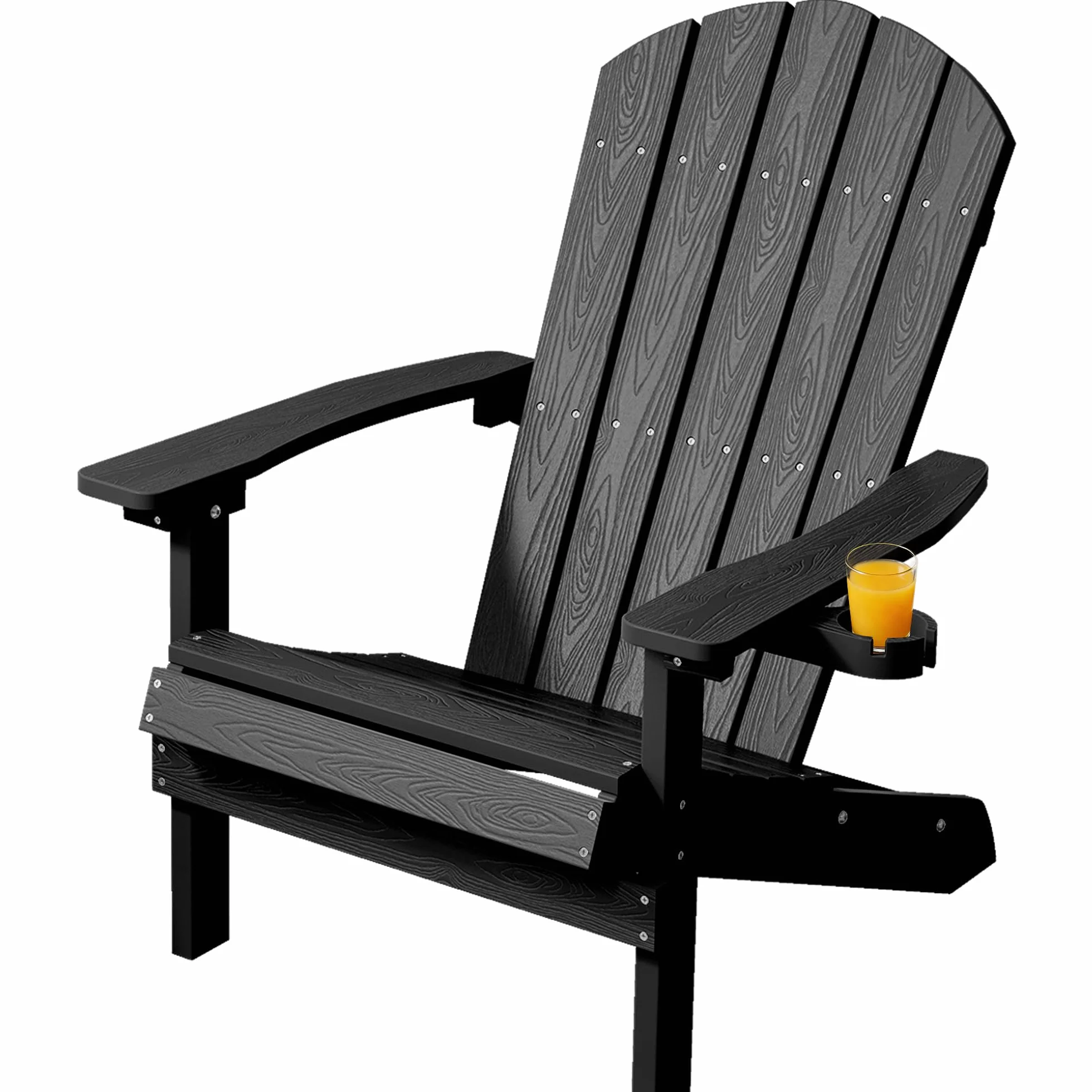 MXIMU Adirondack - Sedia da giardino per esterni, con schienale ergonomico e confortevole, resistente ai fianchi, con portabicchieri, per tutte le condizioni atmosferiche, per patio, braciere
