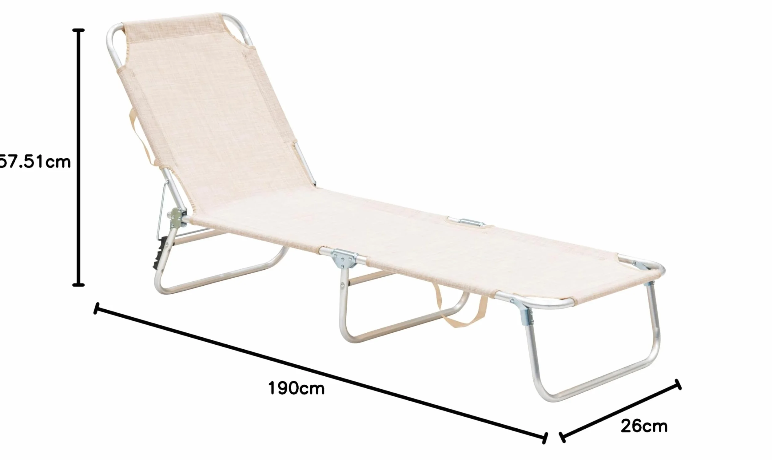 Lettino mare in alluminio, richiudibile, schienale reclinabile, ecrù, Viareggio Esté