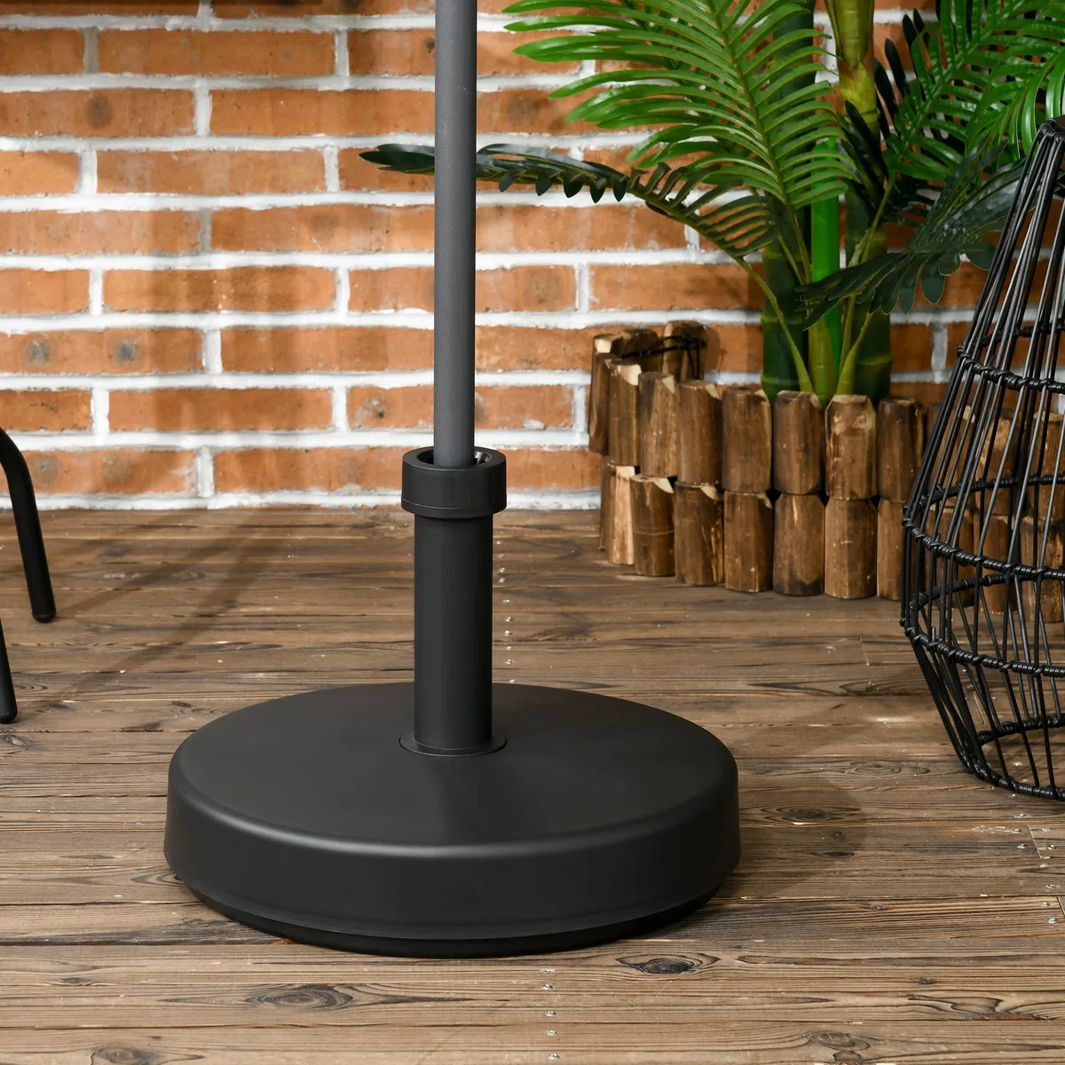 Outsunny Base per Ombrellone da Giardino in Plastica PP Max 18kg di Peso, Ø45x33 cm, Nero
