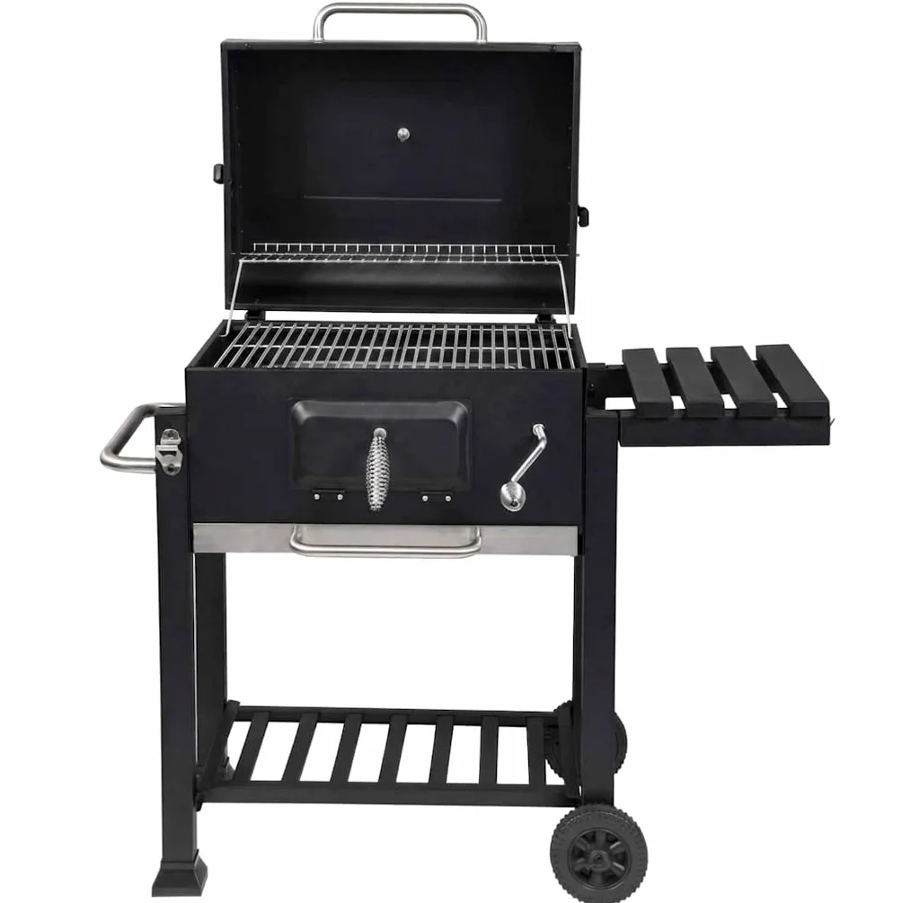 Meridiana Barbecue a Carbonella XXL con Coperchio e Termometro, Griglia in Acciaio Inox