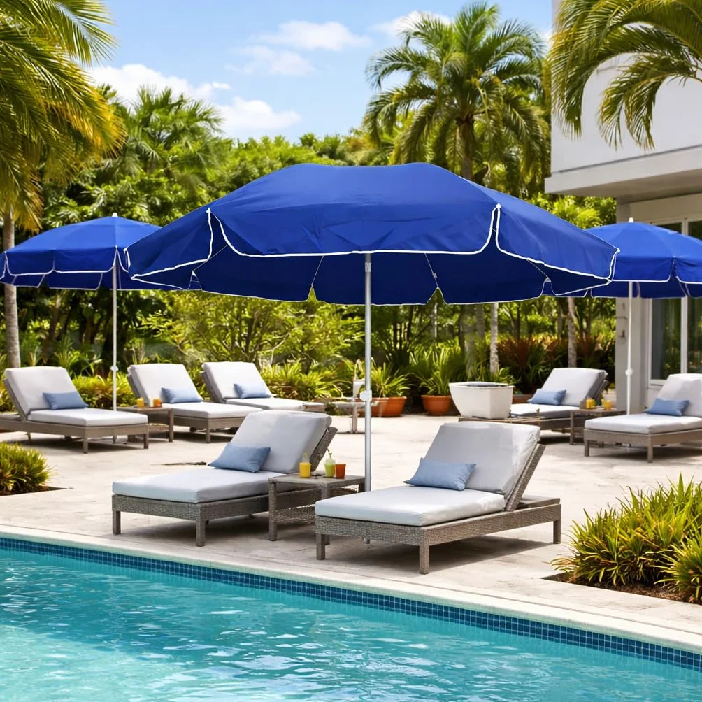 DANYX Ombrellone XXL Mare Spiaggia 240cm Palo Alluminio Stecche Fibra di Vetro Antivento Protezione UV50+ Inclinabile con Custodia e Punta a Trivella