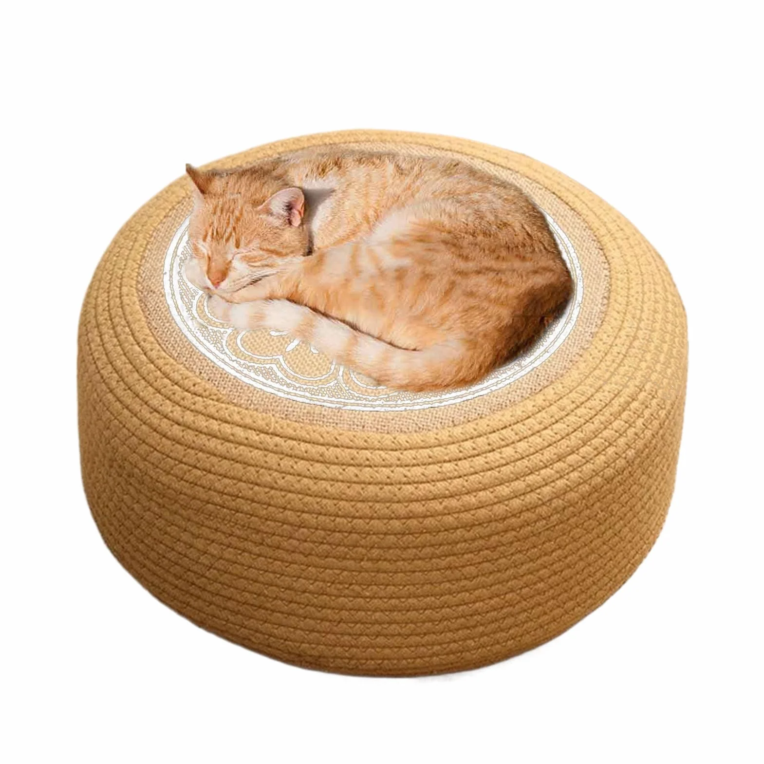 Pouf in rattan, impermeabile per esterni, 40 x 40 x 20 cm, design resistente, cuscino da pavimento in tatami intrecciato a mano per giardino rilassato, poggiapiedi versatile e seduta extra