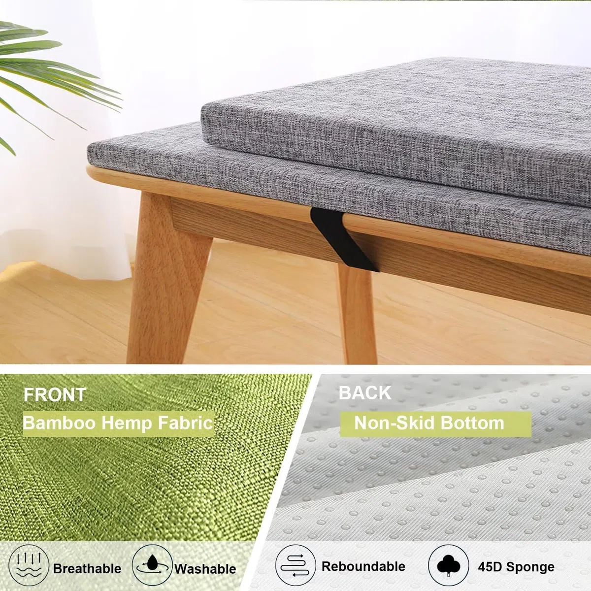 Cuscino Per Panchina,Cuscino Per Panca Da Giardino,Cuscini Da Esterno-Design Della Cerniera,Doppio Antiscivolo Per Mobili Da Giardino(Grigio Caldo,130x45x5cm)