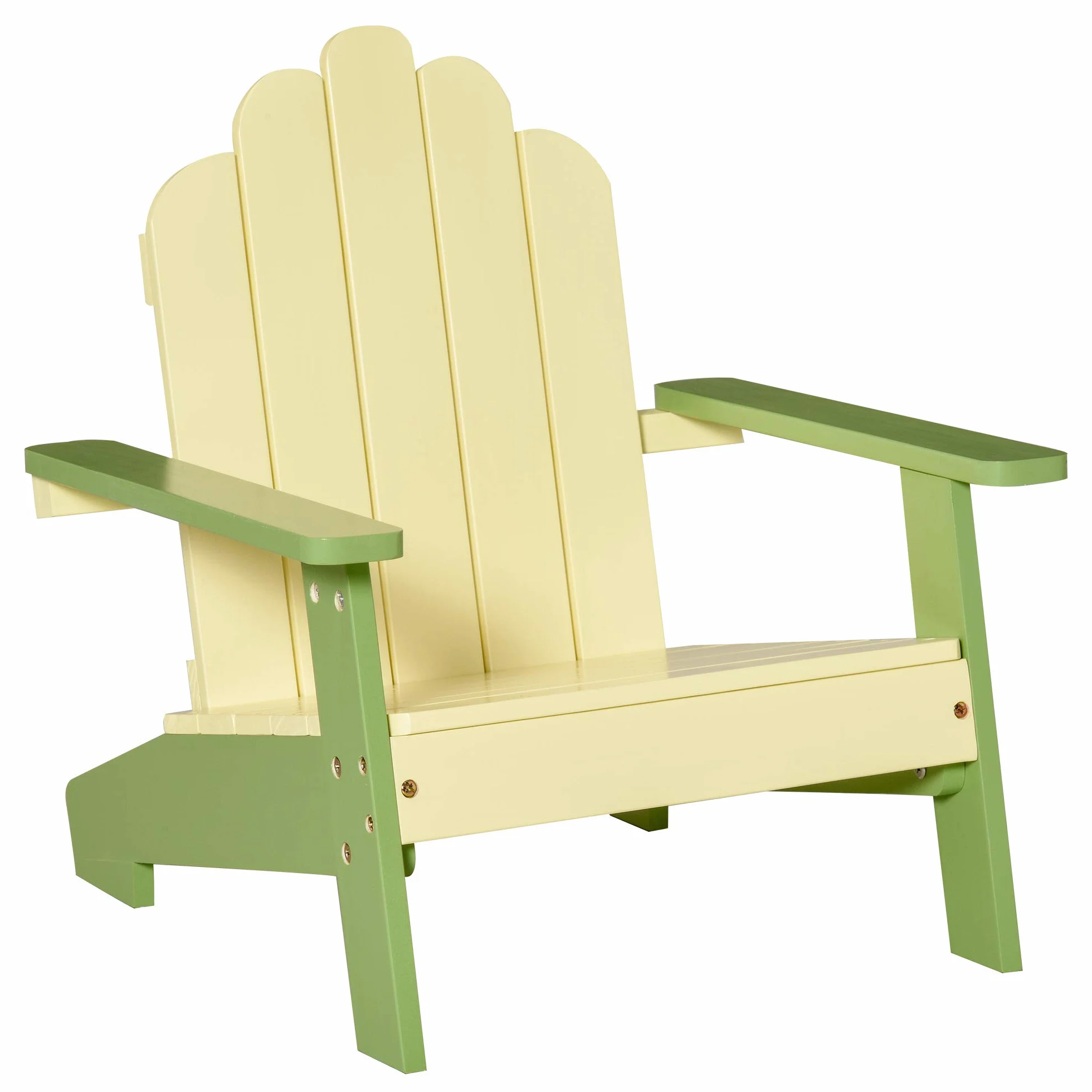 Outsunny Sedia per Bambini 1-4 Anni Ergonomica in Legno di Pino, Sedia Adirondack da Giardino con Vernice Atossica, Braccioli e Schienale, Uso Interno ed Esterno, 51x50x52.5cm, Verde