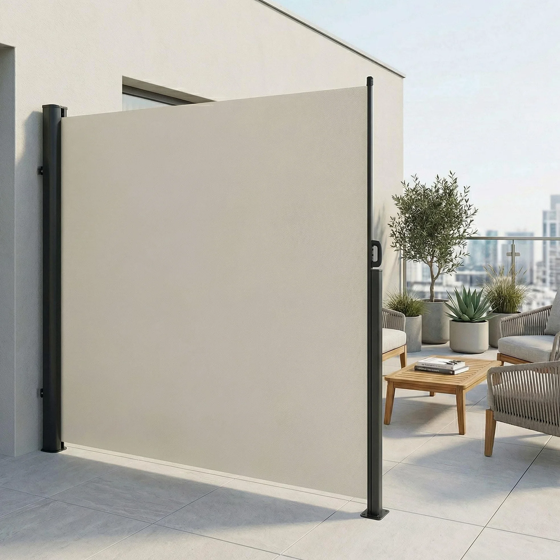 Tenda laterale avvolgibile parasole frangivento 180x300cm alluminio inossidabile separè divisore giardino privacy beige