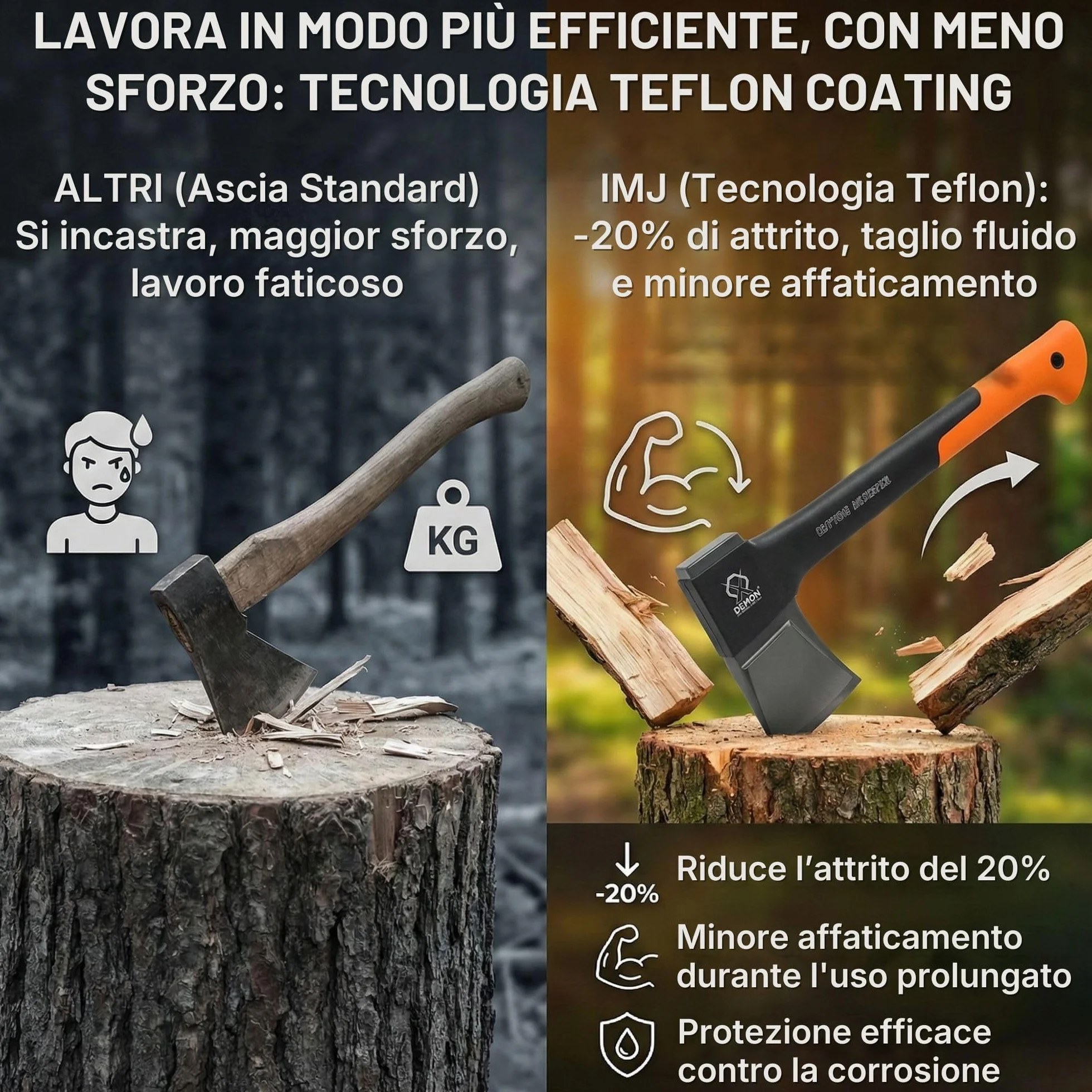 Ascia Spaccalegna Professionale 1250g 60,5 cm Accetta con Impugnatura Thermoplastic Antiscivolo Custodia