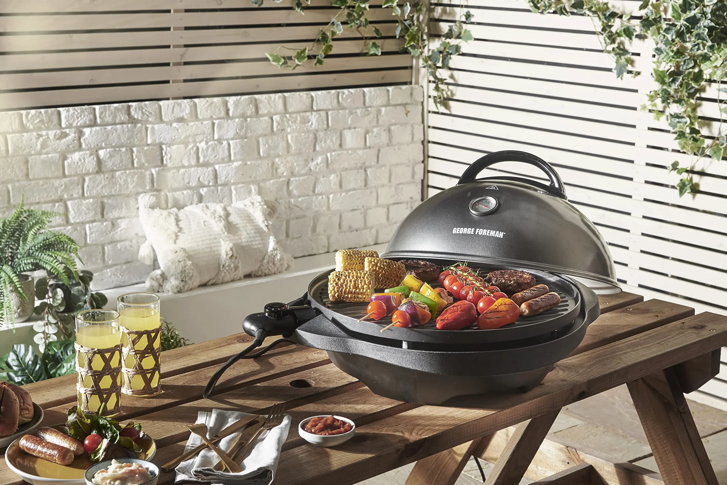George Foreman Grill Elettrico 2 in 1 2400 W Ø44,5 cm Tavolo Pedistallo