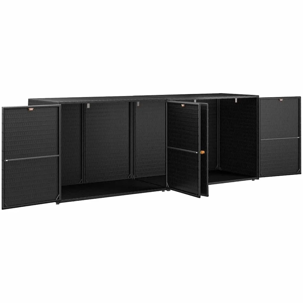 Mobiletto da Giardino Nero 198x55,5x80 cm in polyrattan Nero,319870
