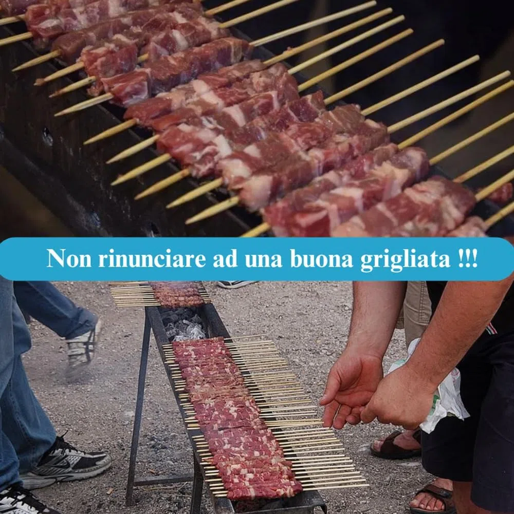 Paluplus Barbecue per Arrosticini in acciaio verniciato Nero, Misura 100x14x75 cm, Canaletta a 4 Gambe Pieghevoli, Grill a carbone per Spiedini con Fori di Ventilazione, Made in Italy -029