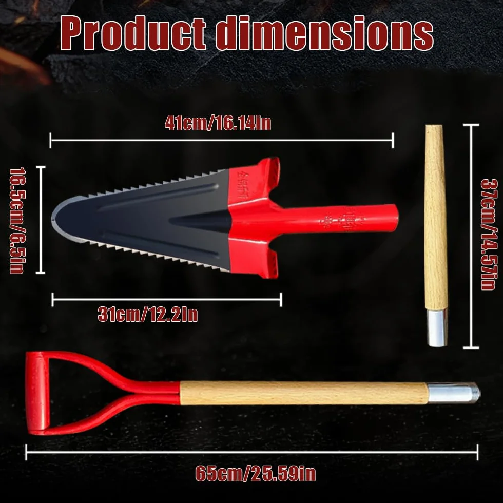 Vanga per Orto con Denti Segati 142CM,Vanga da Scavo Adatto per la Sradicazione Delle Radici,Pala da Scavo con Ampio Bordo Pedale,Per la Manutenzione del Giardino(Punta a Punta)