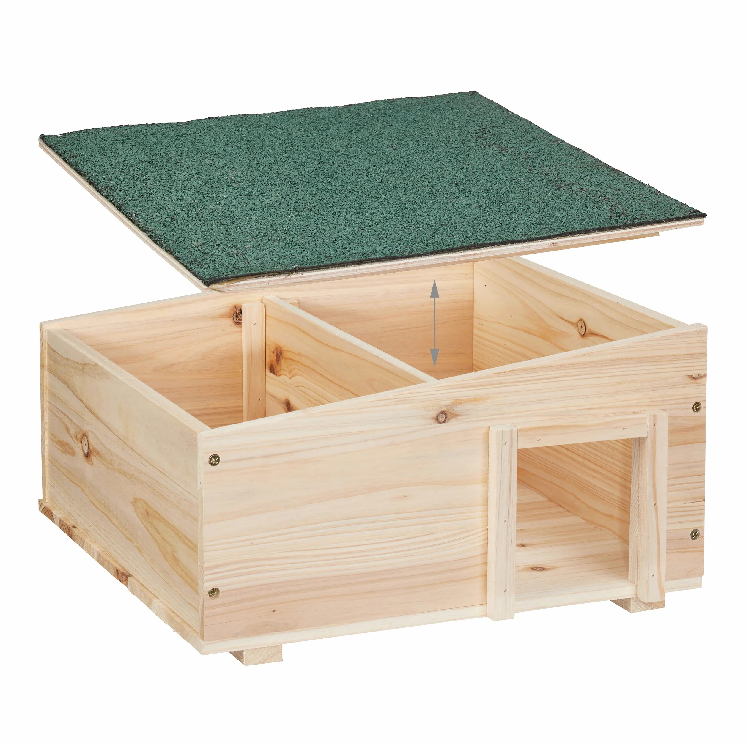 Relaxdays Casetta per Ricci in Legno 2 Camere 21,5x40x40 cm Tana Anti Predatori Marrone Naturale