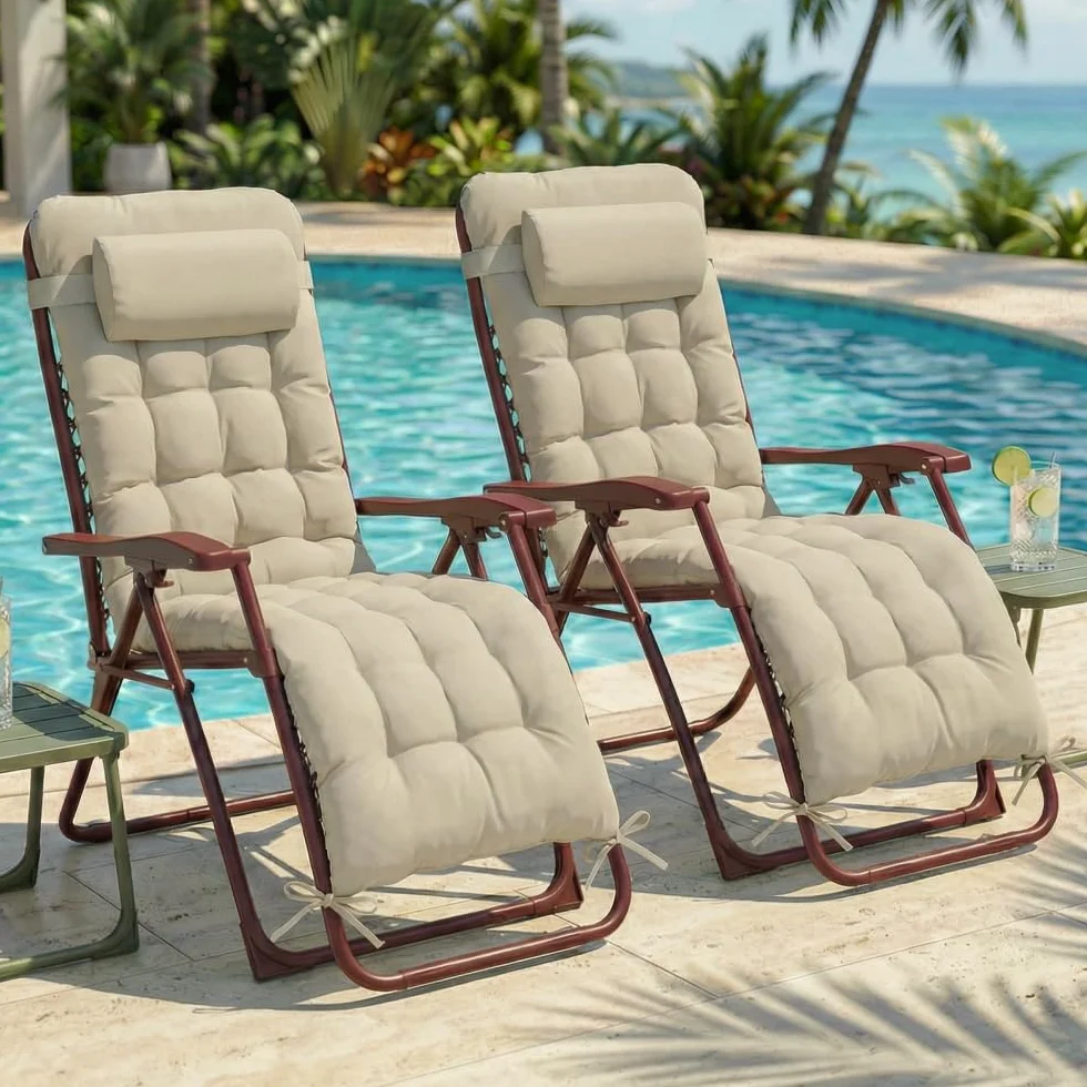 CASABEL Poltrona Relax Gravità Zero Pieghevole con Cuscino, 2 Poltrone Reclinabili Regolabili per Giardino, Balcone o Campeggio con Struttura Acciaio e Tessuto Textilene resistente, Terracotta