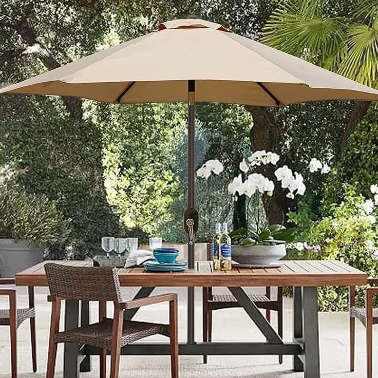 Arreditaly Parasole Ombrellone Da Giardino Inclinazione Regolabile A Manovella Anti UV Impermeabile
