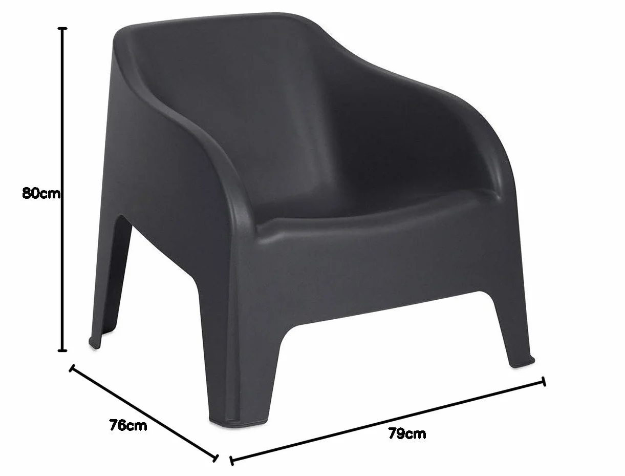 Toomax Poltrona Petra antracite scuro 79x76,5x70 cm impilabile in resina polipropilene resistente UV