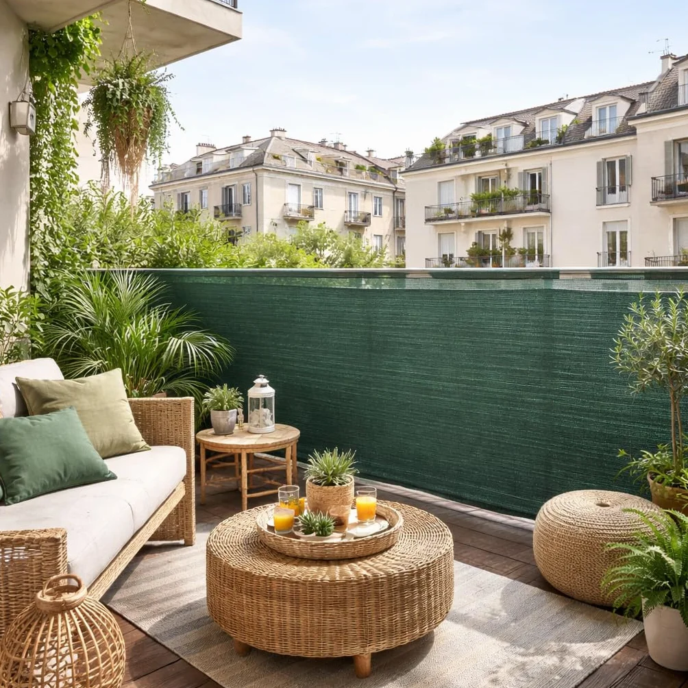 ValOak Rete Ombreggiante Per Esterni – Telo Frangivista per Balconi, Recinzioni e Terrazzi | Schermatura UV in Polietilene | Privacy e Ombra (Verde, 2x25mt)