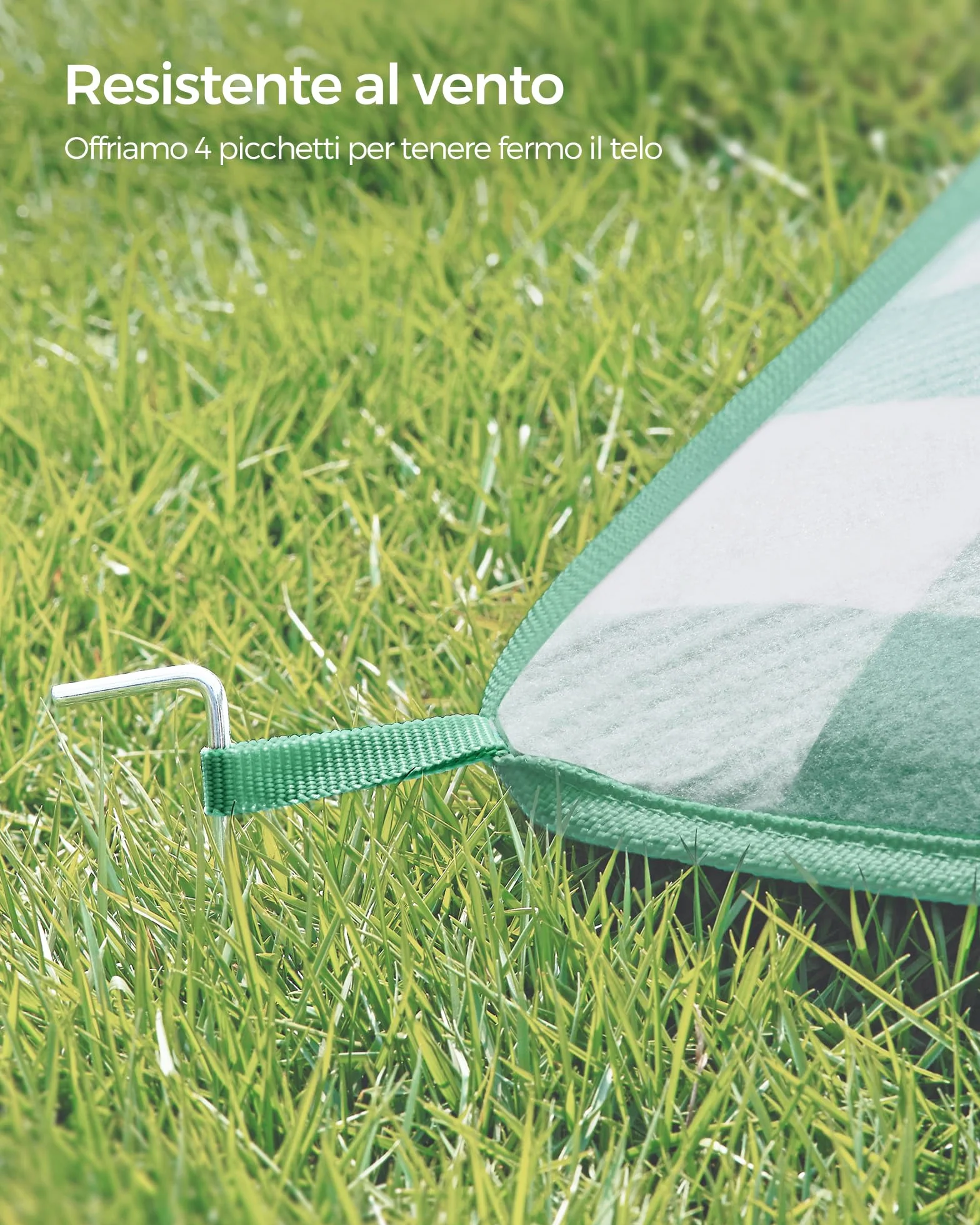SONGMICS Coperta Picnic 300x200 cm Impermeabile Pieghevole Verde Bianco