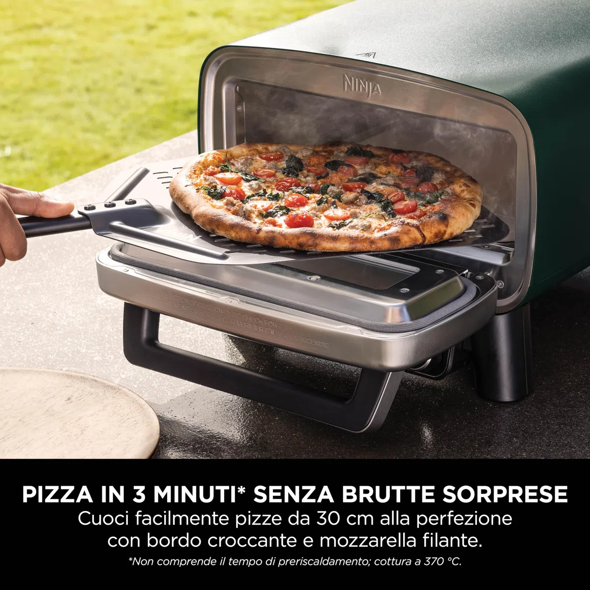 Ninja Artisan Forno elettrico per pizza e friggitrice ad aria da esterno MO201AMZEU 30 cm verde