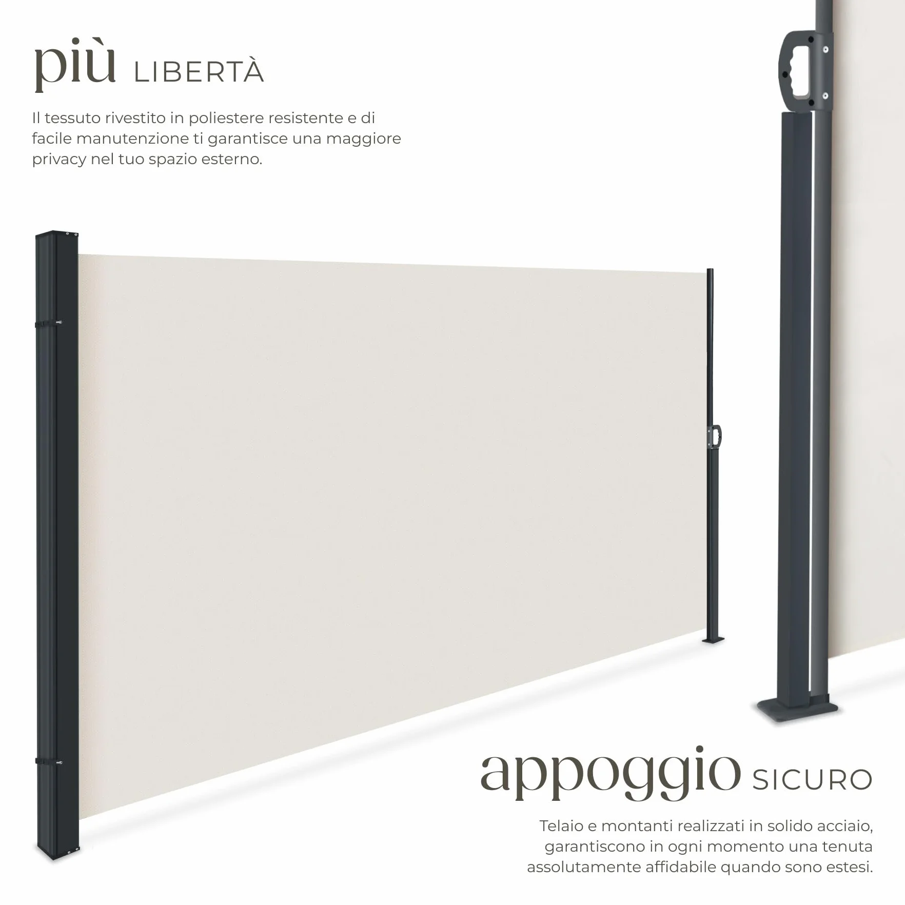 Tectake Tenda Laterale Avvolgibile Estensibile 300 x 200 cm Paravento Esterno Acciaio Beige