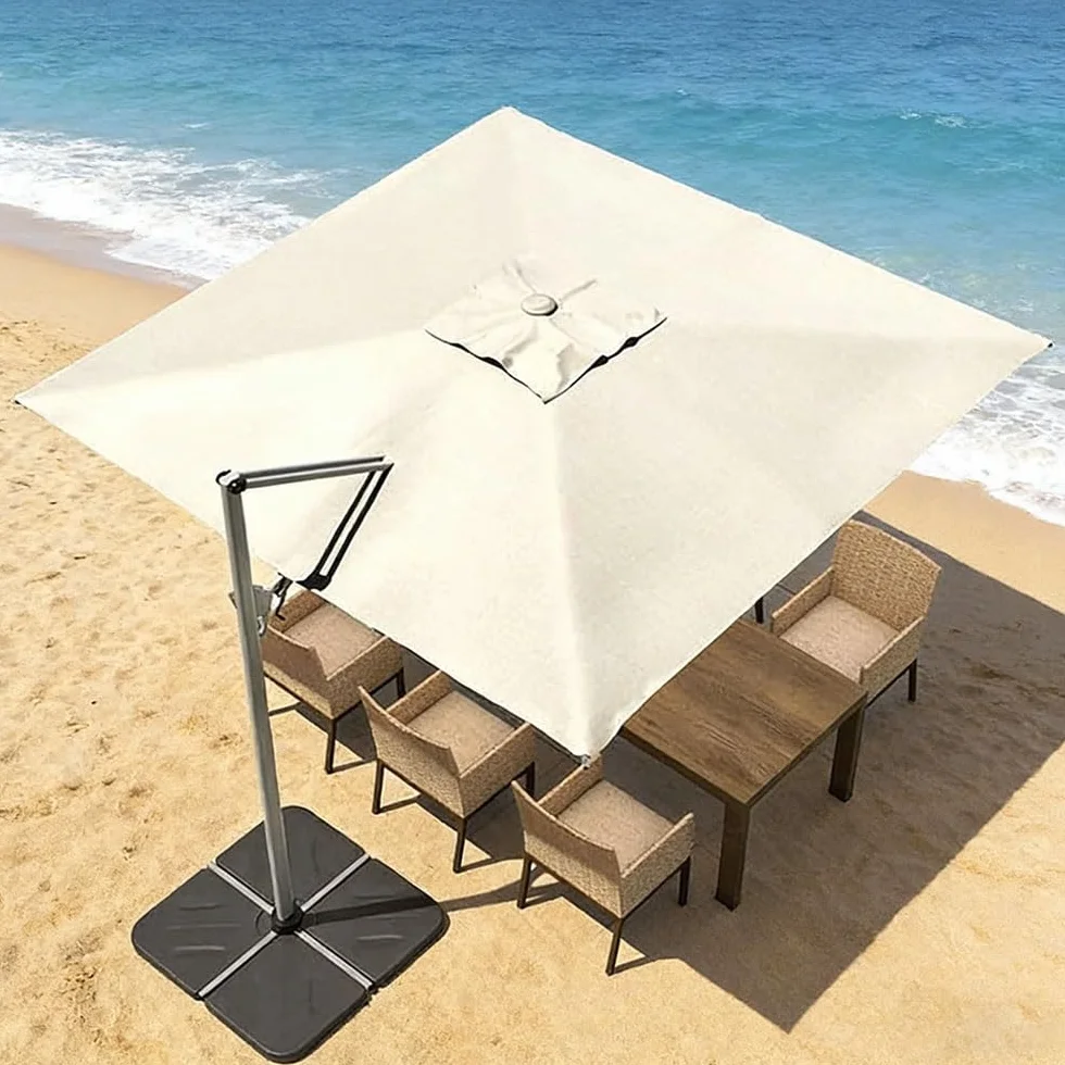 Telo Di Ricambio Per Ombrellone Da Esterno 3x3cm Copertura Di Ricambio Per Ombrellone Quadrato 8 Stecche Baldacchino Di Ricambio Per Giardino Piscina(Khaki,3x3m/9.8x9.8ft)