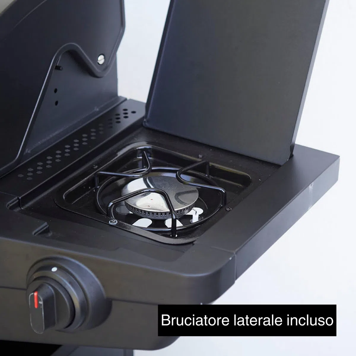 Barbecook grill gazowy Luca 412 145.4x60.3x112.3cm czarny z szafką i palnikiem bocznym