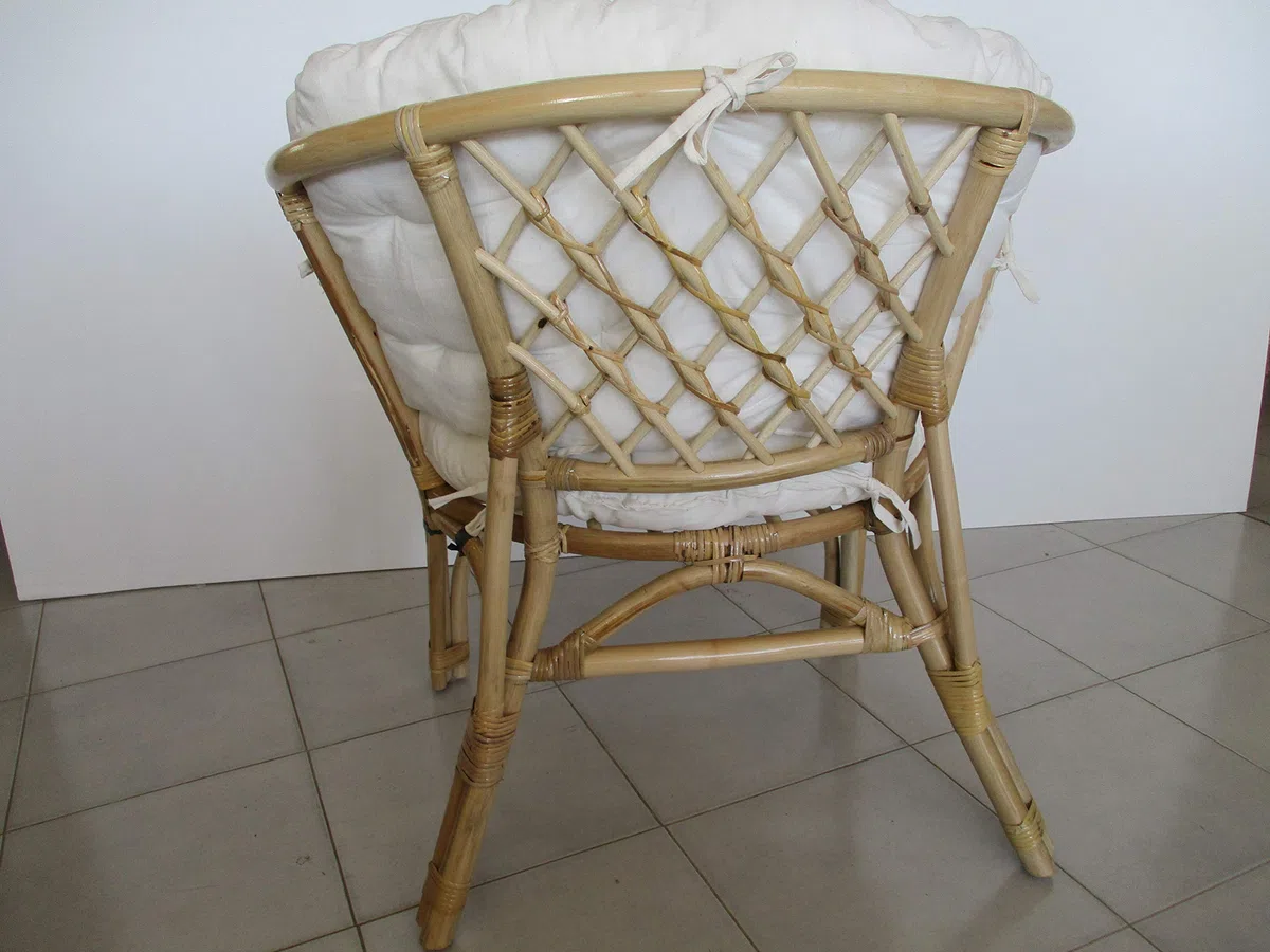 Poltrona Vimini Rattan Naturale con Cuscino 70x68x71 cm H