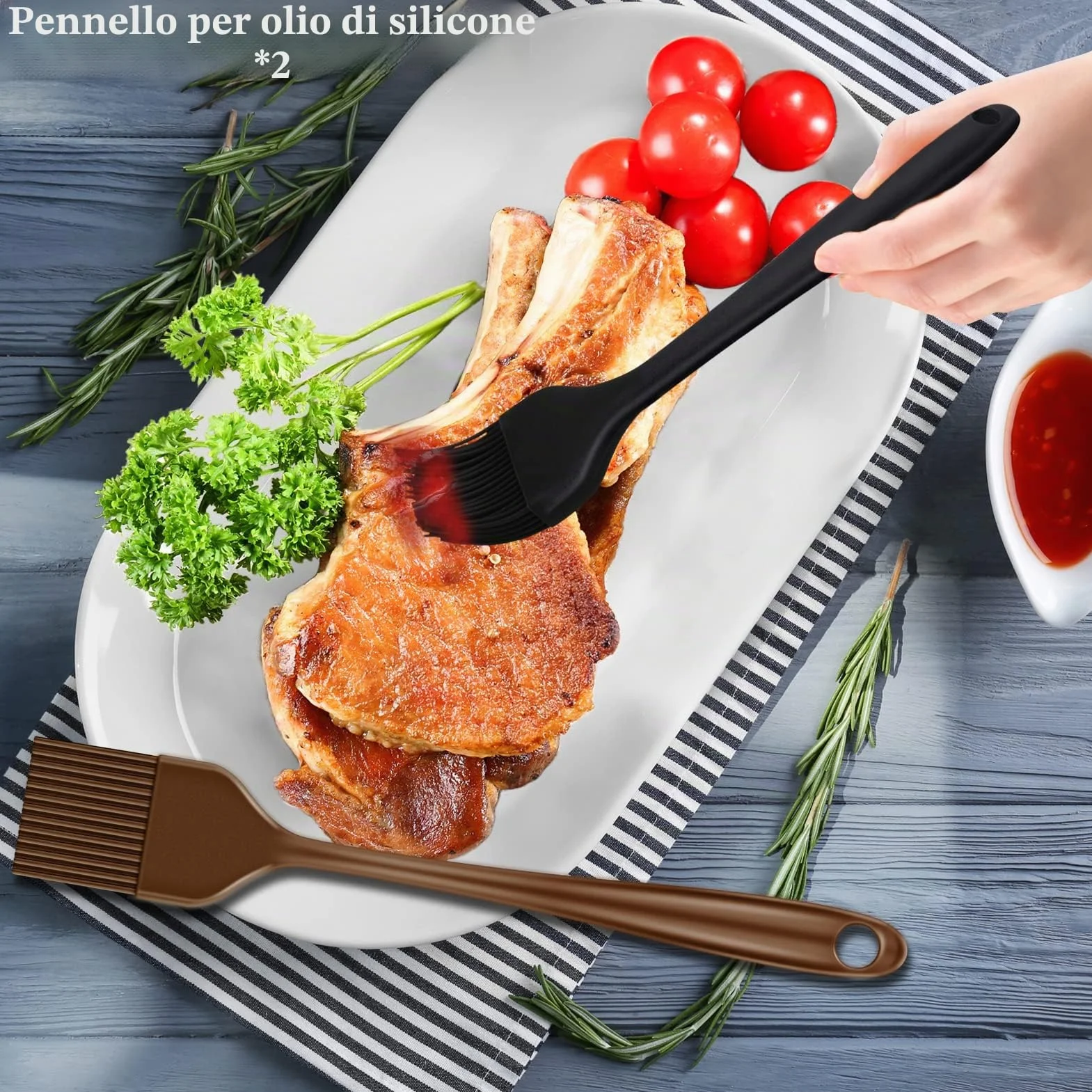 Grilliance Set di 38 posate per barbecue, in acciaio inox, accessori per barbecue per uomini, regalo di compleanno, set di utensili per barbecue di alta qualità, valigetta per barbecue，marrone