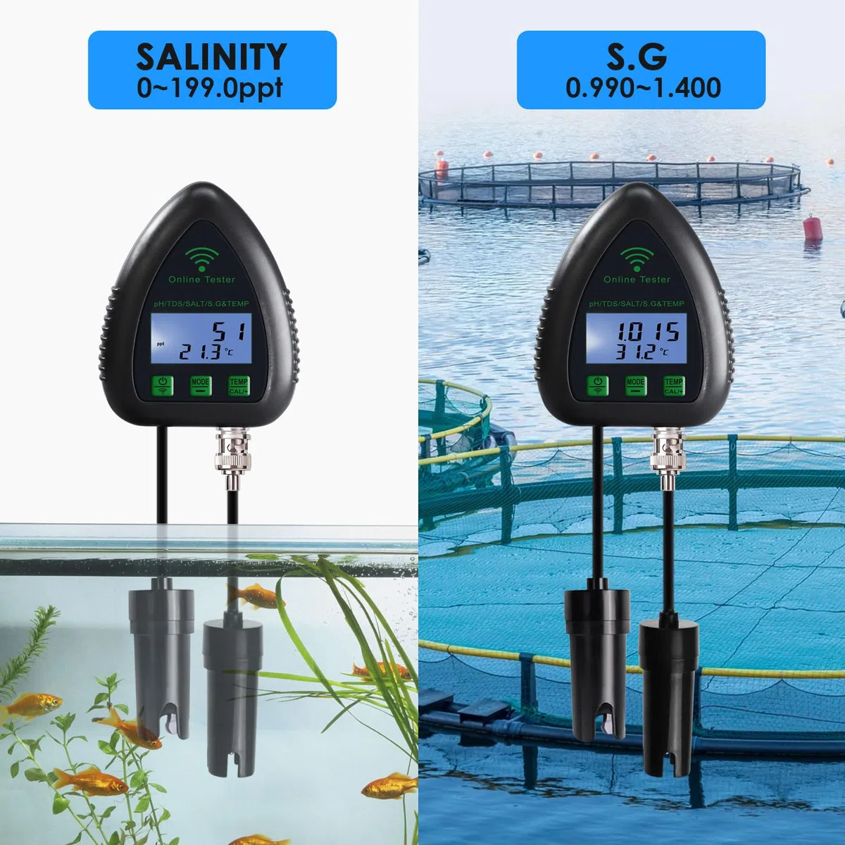 Monitor Di pH Online App Con Wifi, Tester Qualità Dell'Acqua TDS/Sale/S.G/Temperatura/Misuratore Di pH, Per Acquario Idroponica Piscina