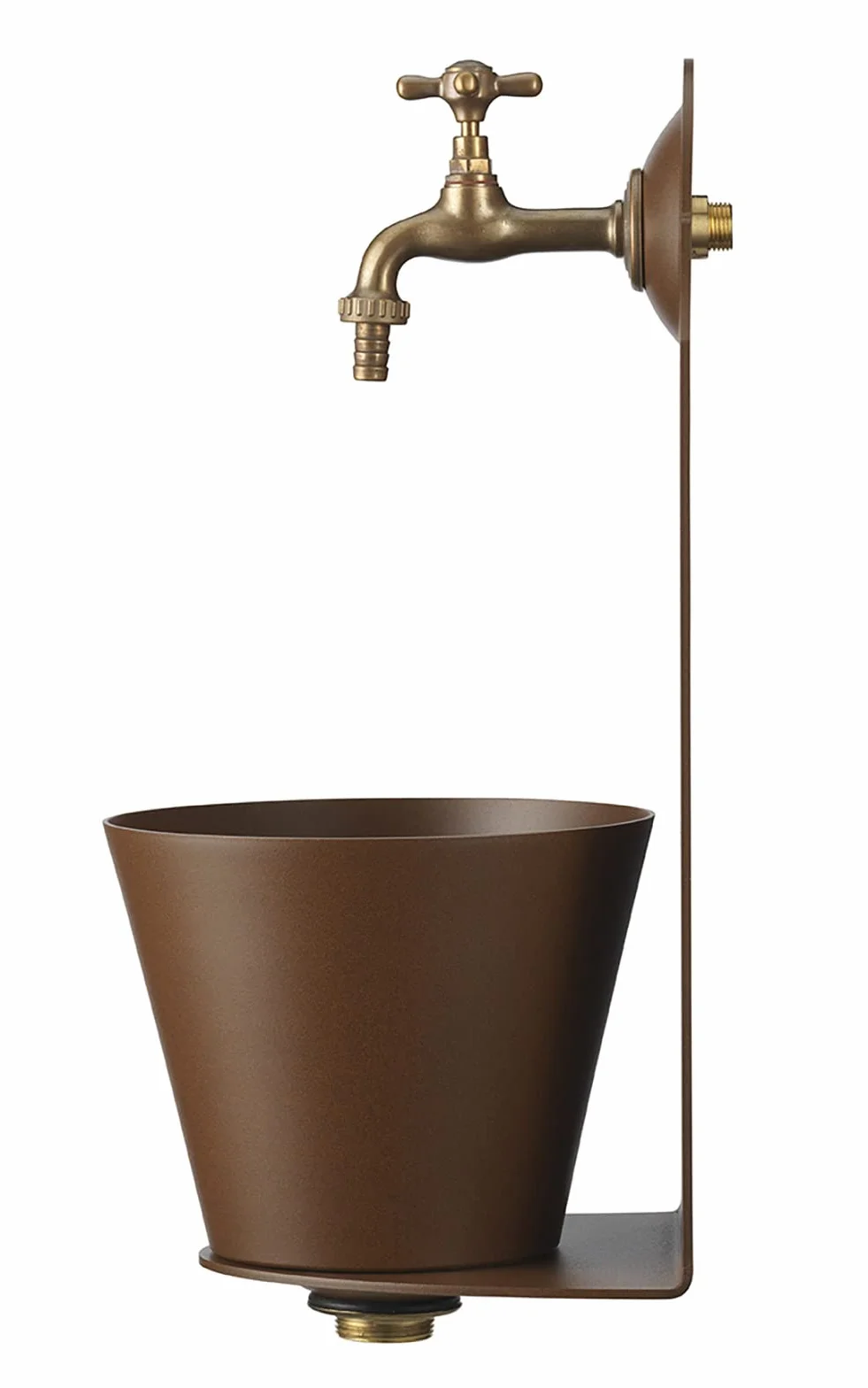 Belfer 42PR Fontana a Parete in Solido Alluminio con Rubinetto in Ottone e Vaschetta Colore Ruggine