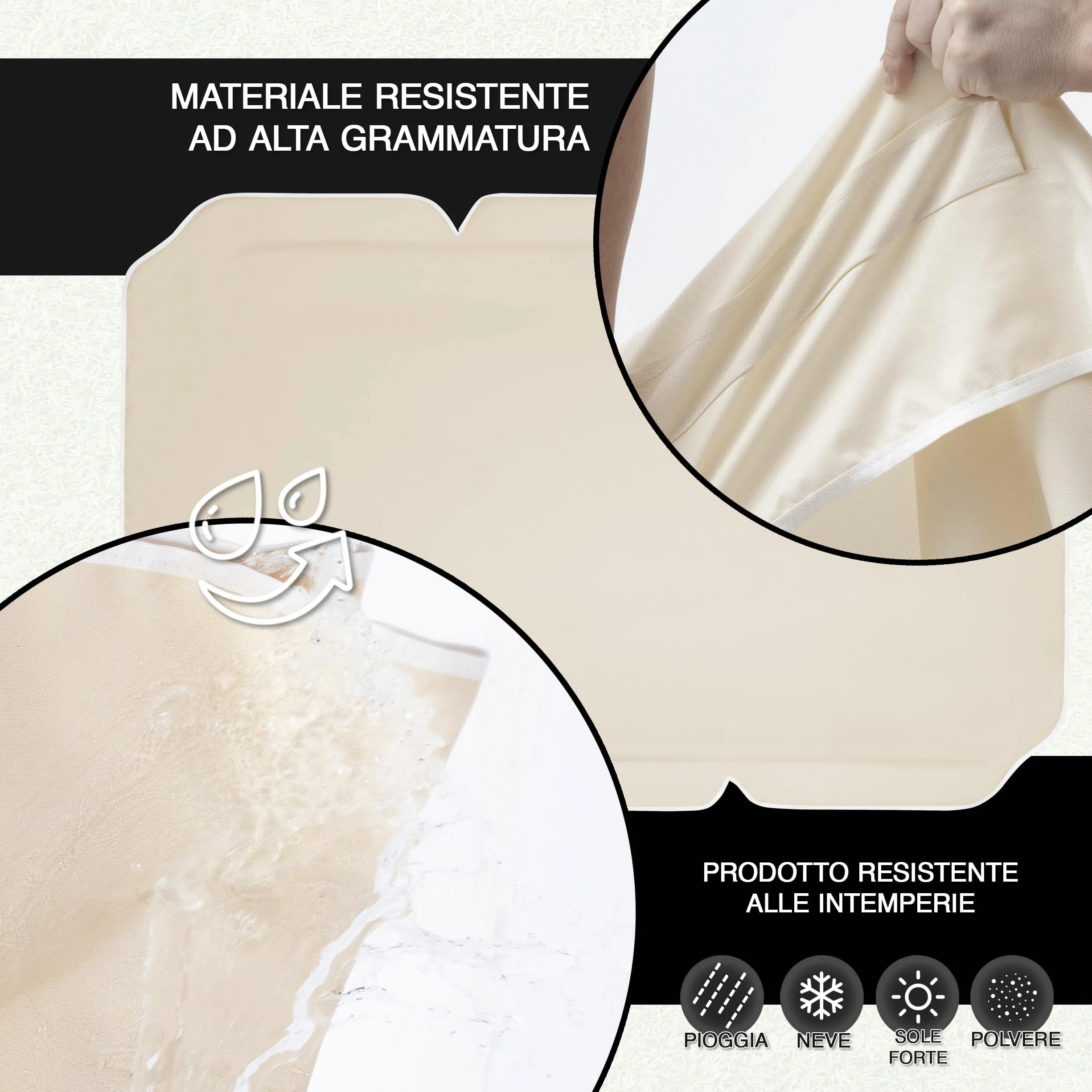 Tettuccio per Dondolo da Giardino 230 x 120 cm - Copertura Resistente al Sole e Pioggia - Colore Ecru