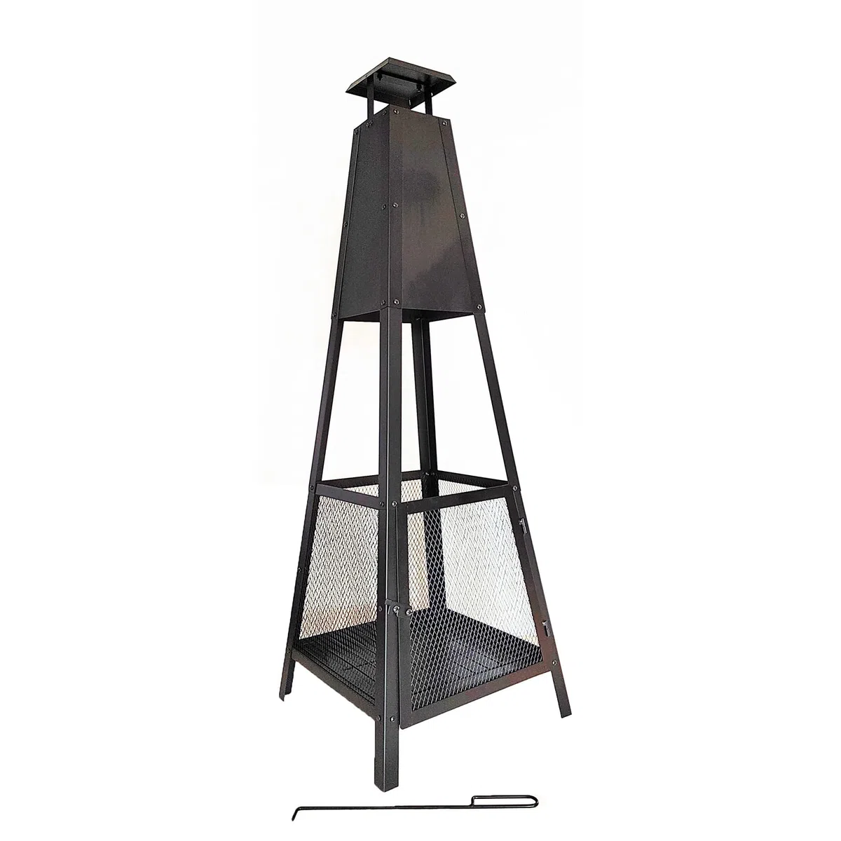 Chimenea jardín exterior acero AKITA TOTEM 40x40x140 cm