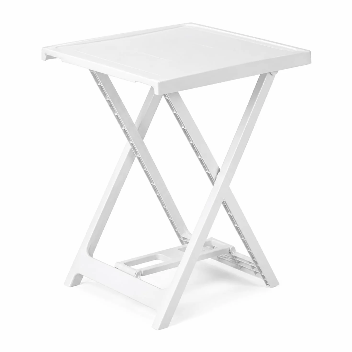 VIRSUS Tavolo Pieghevole da Giardino in Plastica Bianco 50x47x65 cm