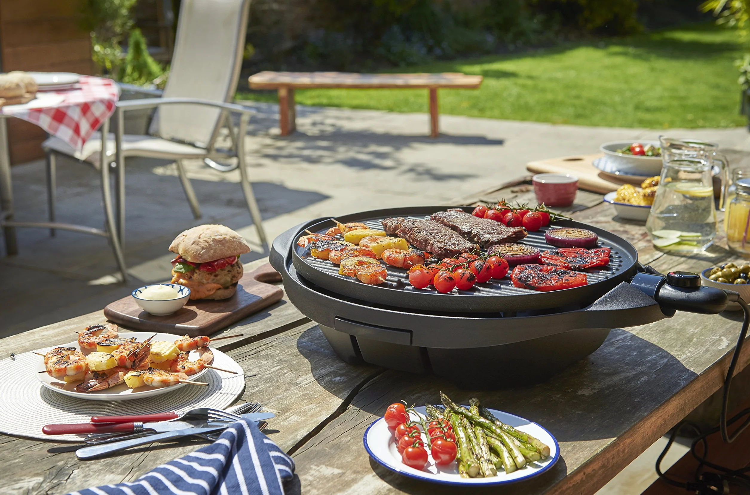 George Foreman Grill Elettrico 2 in 1 2400 W Ø44,5 cm Tavolo Pedistallo