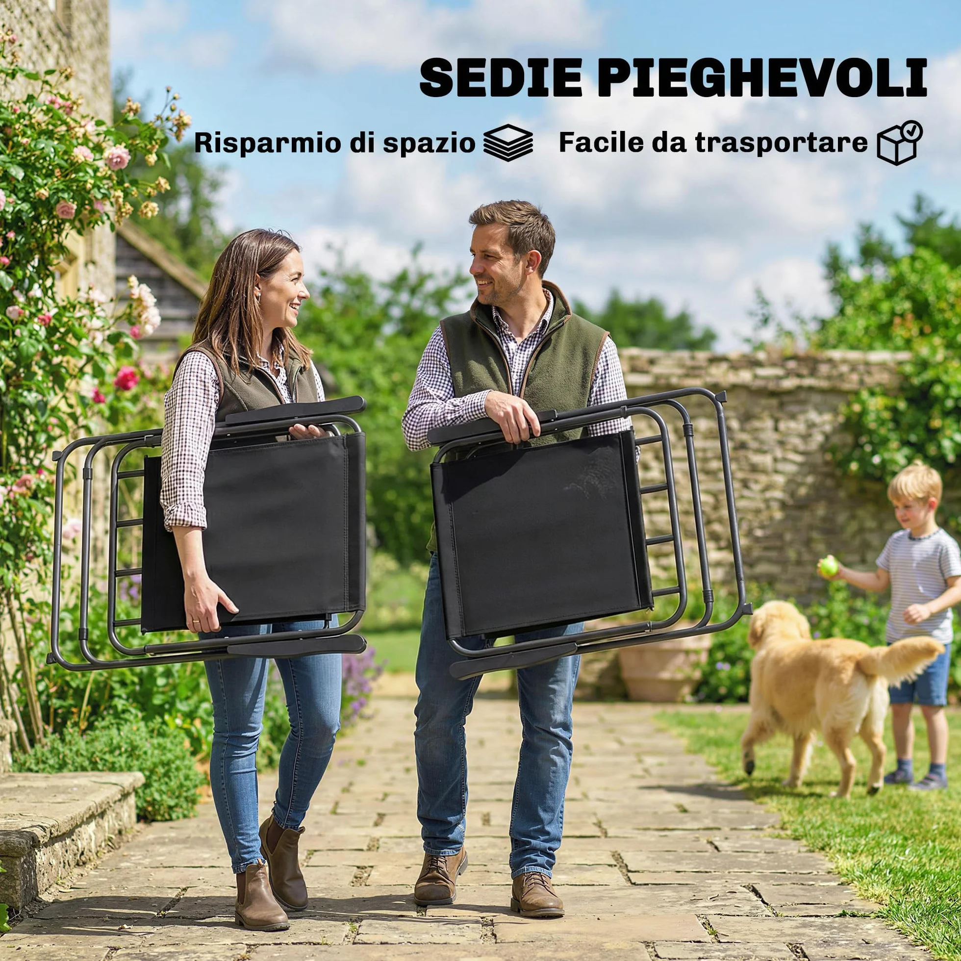 Outsunny Set Tavolo e Sedie da Giardino 8 Pezzi con Ombrellone, Acciaio, Vetro Temperato, Nero