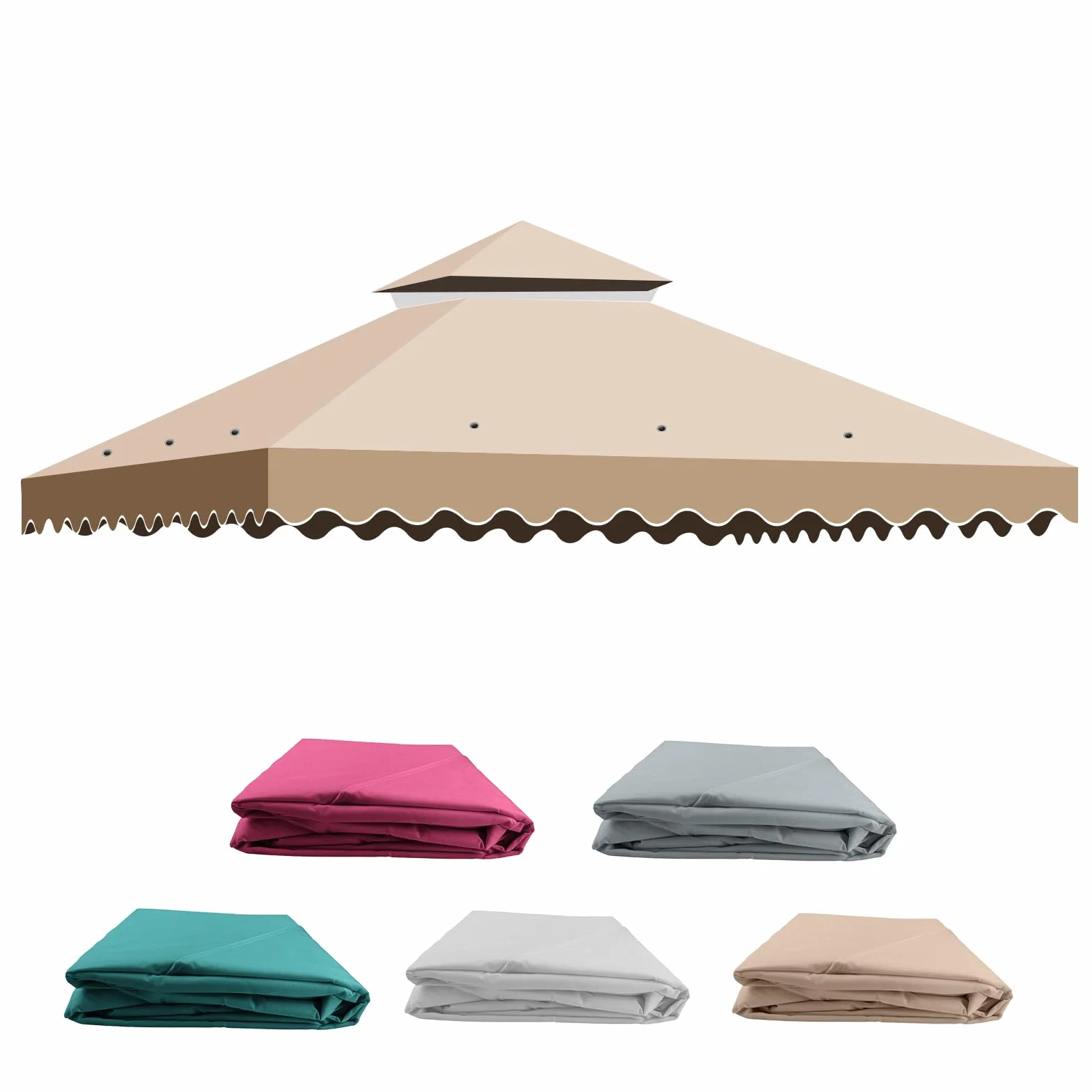 Telo Gazebo 3x3 m Impermeabile Doppio Strato Copertura Rimovibile Giardino
