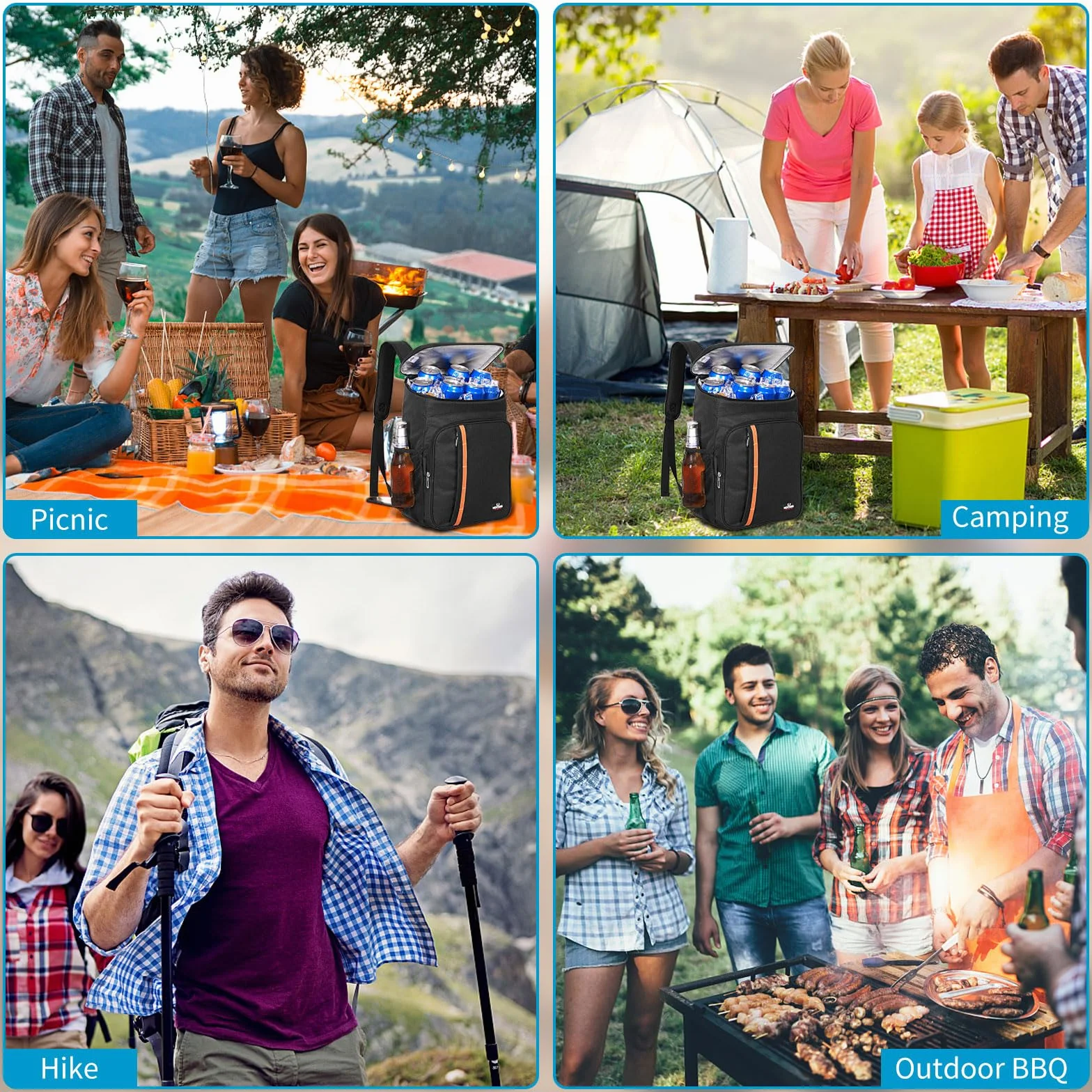 HEQUN Zaino Termica 23L Borsa Frigo Isoterma per Alimenti Picnic Escursionismo Campeggio