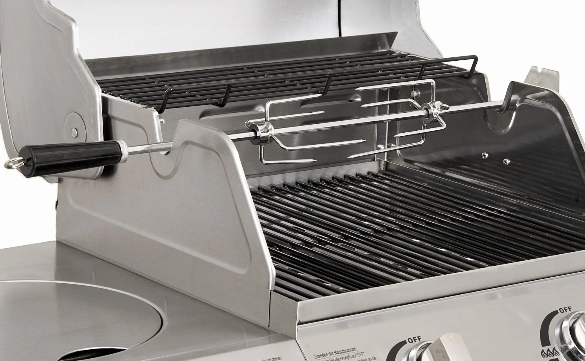 BBQ-TORO Set di spiedi per Barbecue 100 cm incl. 4X Aghi di Carne e Motore in Acciaio Inox, 220V - 240V | Girarrosto con Motore Grill | Rosticceria | Spiedo Elettrico Universale per maialini