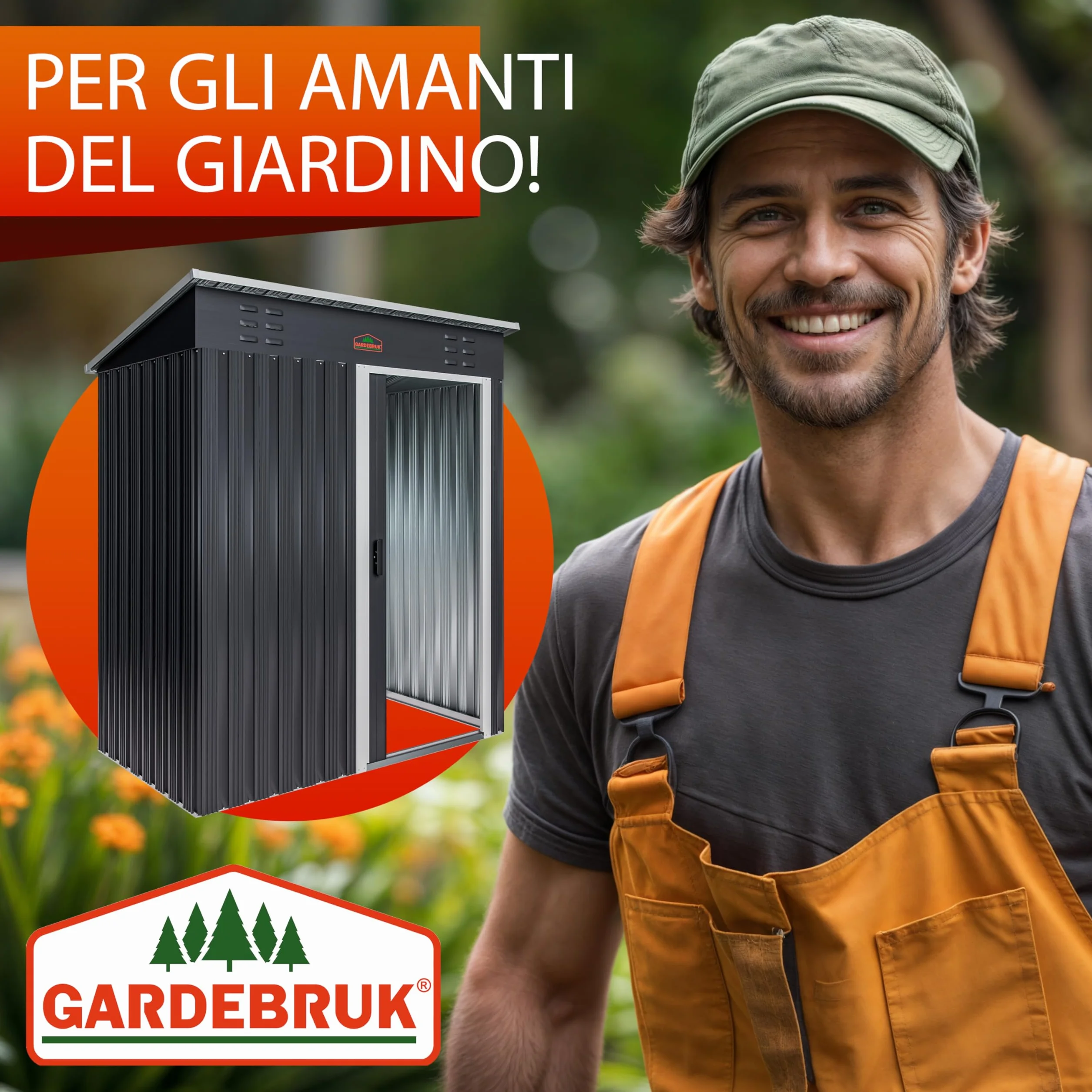 GARDEBRUK Casetta da Giardino Porta Attrezzi 185x165x90cm 1,5m² con Porta Scorrevole Armadio da Esterno in Metallo
