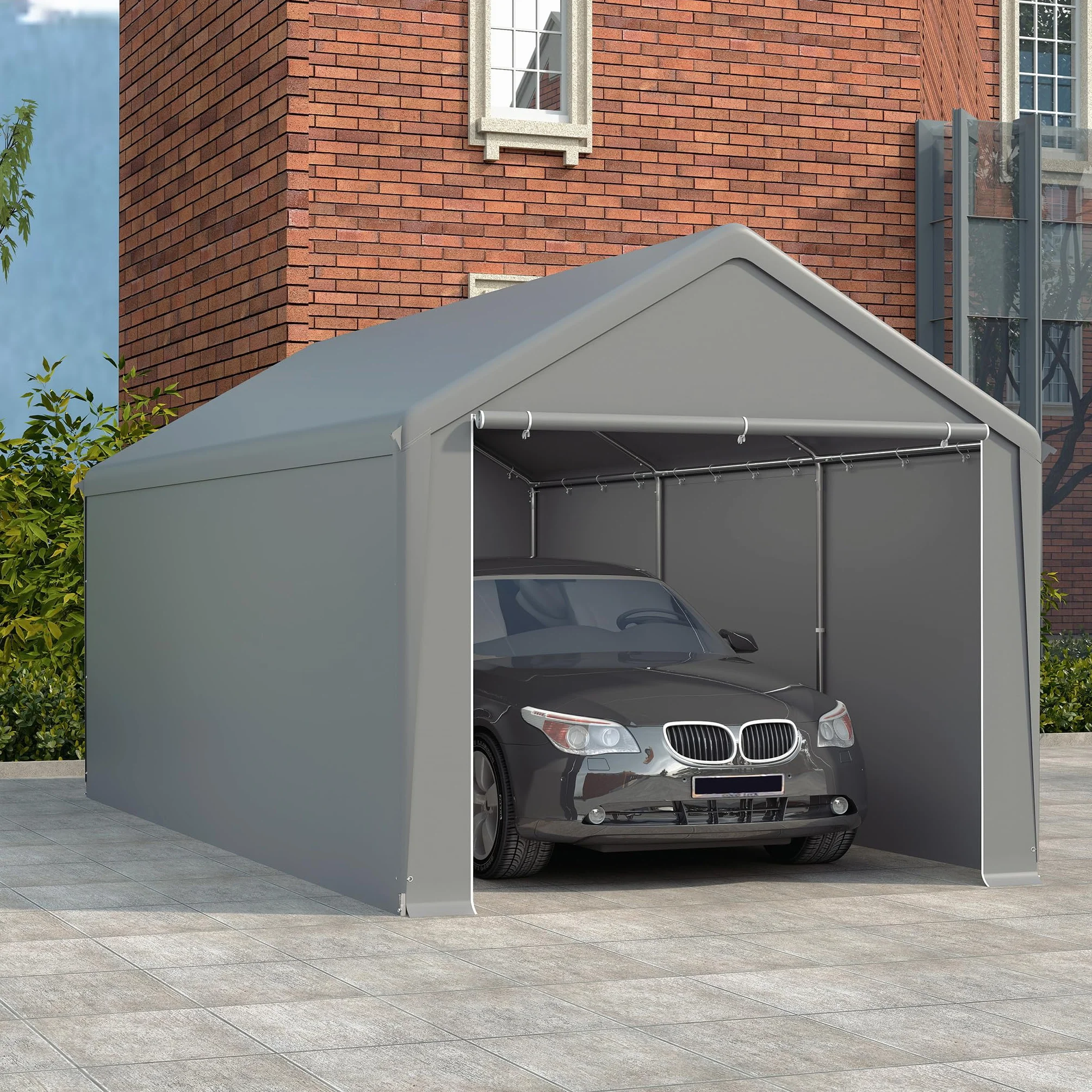 FIVMEN Carport tenda da campeggio 3 x 6 m con pareti laterali rimovibili resistente all'inverno grigio