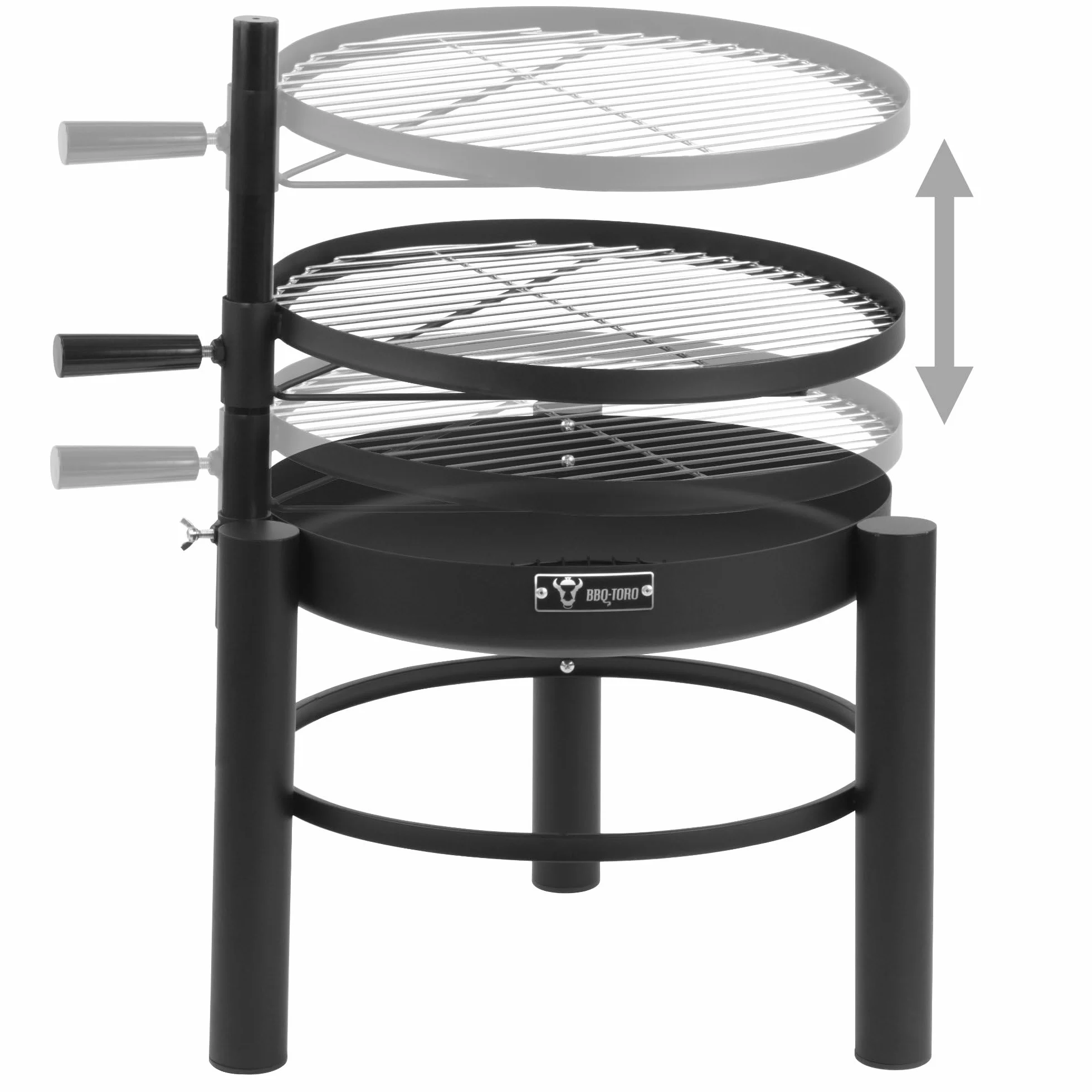 BBQ-Toro Braciere con griglia Ø 50 cm, 2in1, regolabile in altezza, a carbone, da esterno