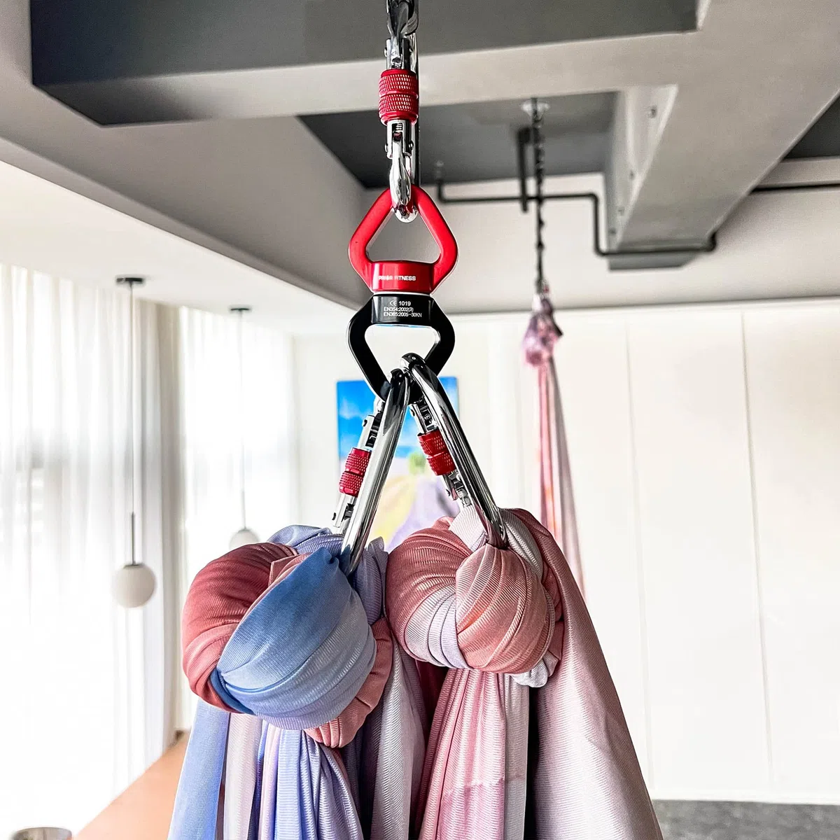 PRIOR FITNESS Accessori per altalena in seta 30KN rosso e nero Gancio girevole a 360° Certificato CE