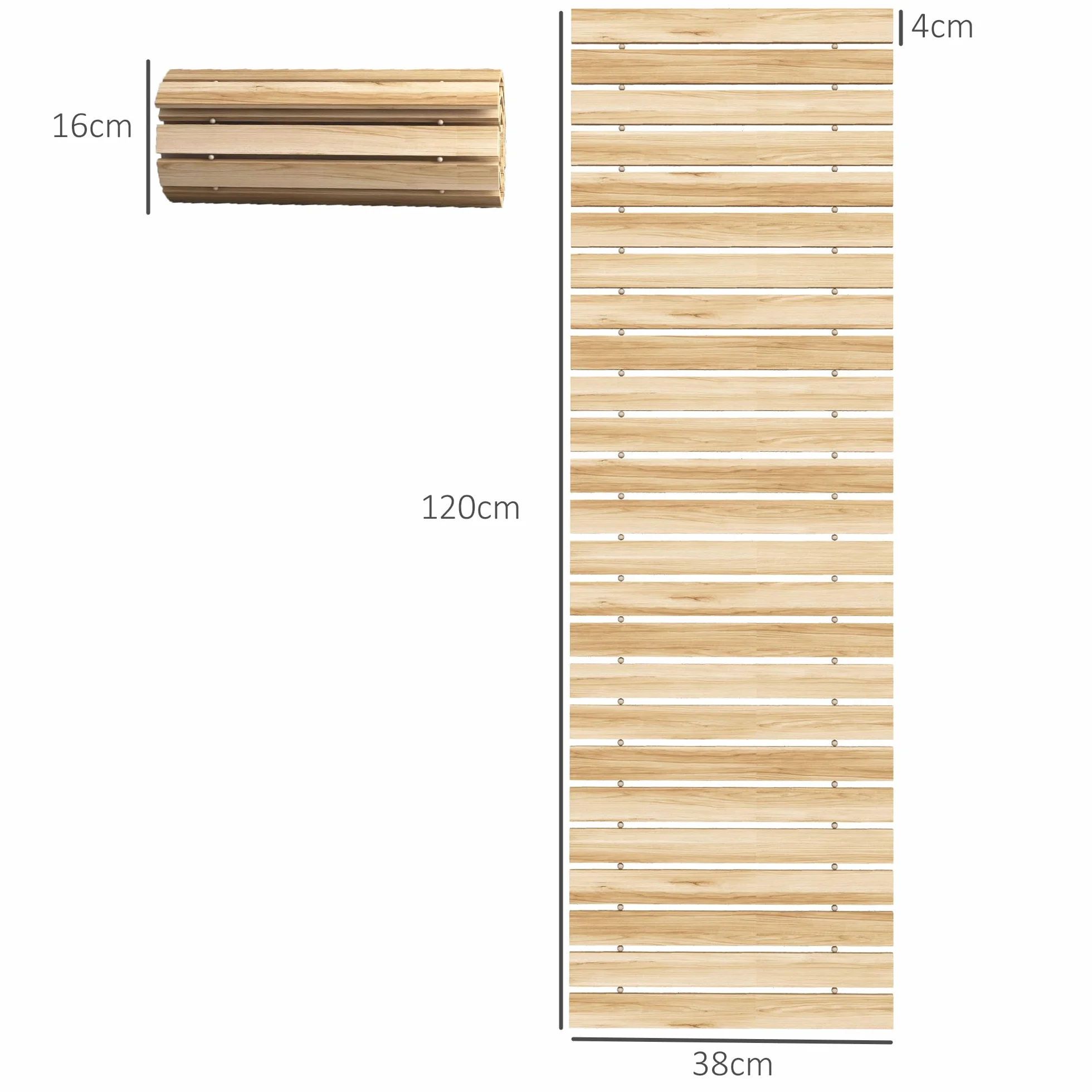 Outsunny Sentiero da Giardino in Legno 120x38 cm Dritto all'aperto Roll Up Outdoor Resistente alle intemperie Passerella Decorativa da Giardino per Matrimonio in Spiaggia Festa Naturale