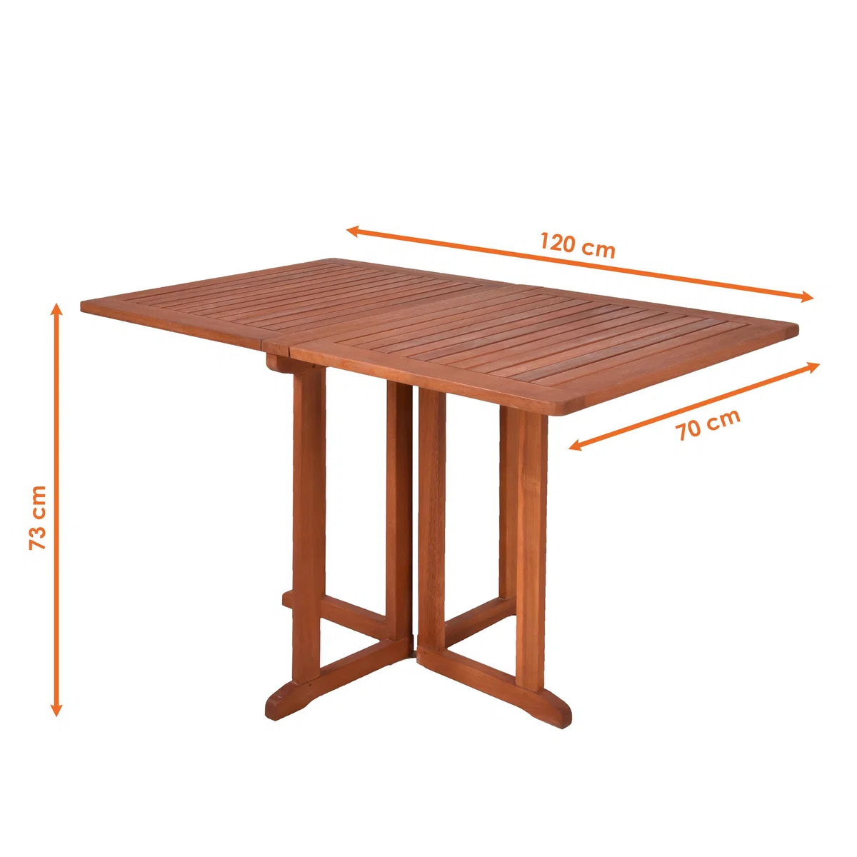 Spetebo Tavolo da balcone Baltimora in legno di eucalipto pieghevole – rettangolare/120 x 70 cm – Tavolo da pranzo per esterni in legno massiccio FSC oliato – Giardino terrazza balcone tavolo per