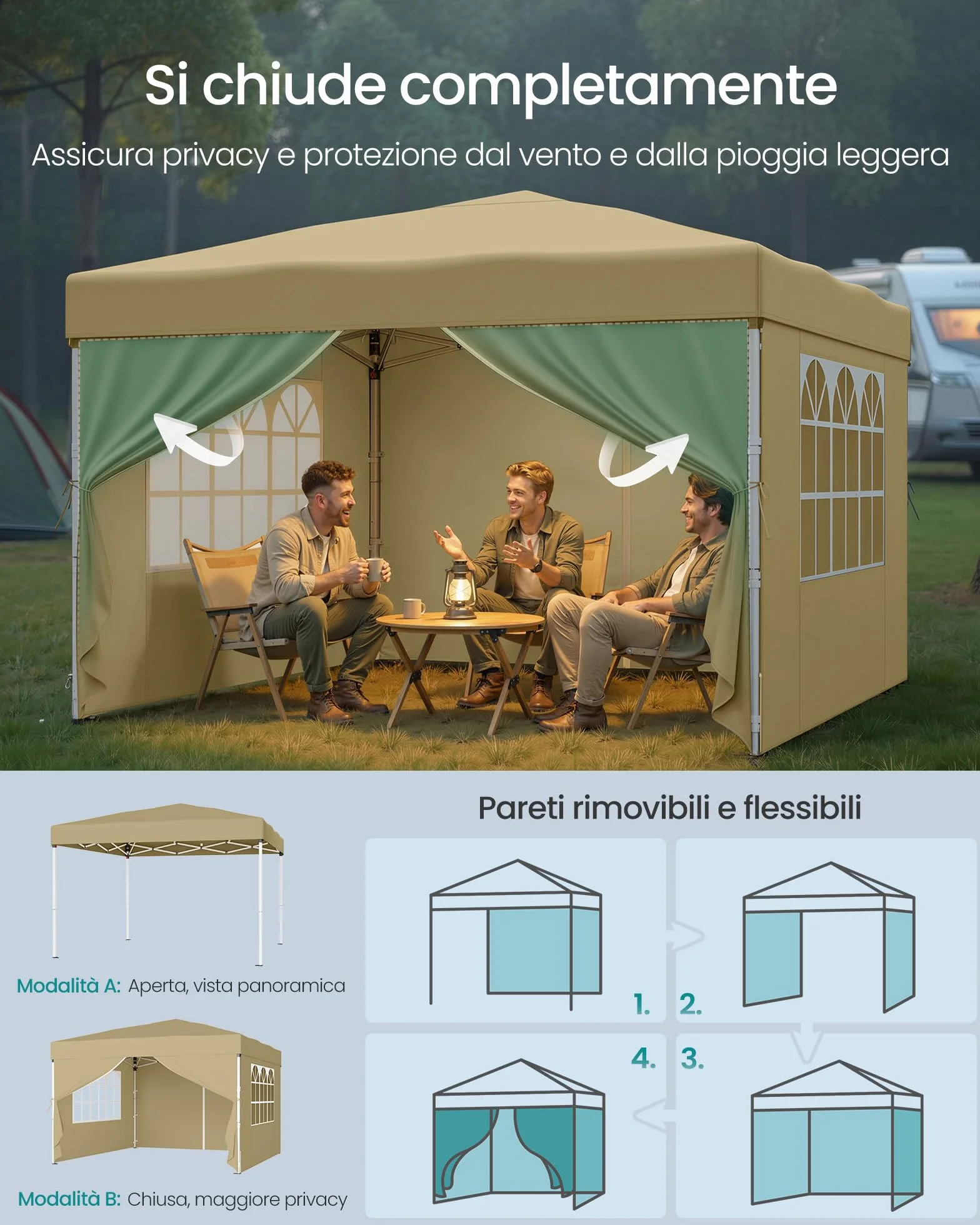 SONGMICS Gazebo Pieghevole 3x3 m Beige GCT104LZ01