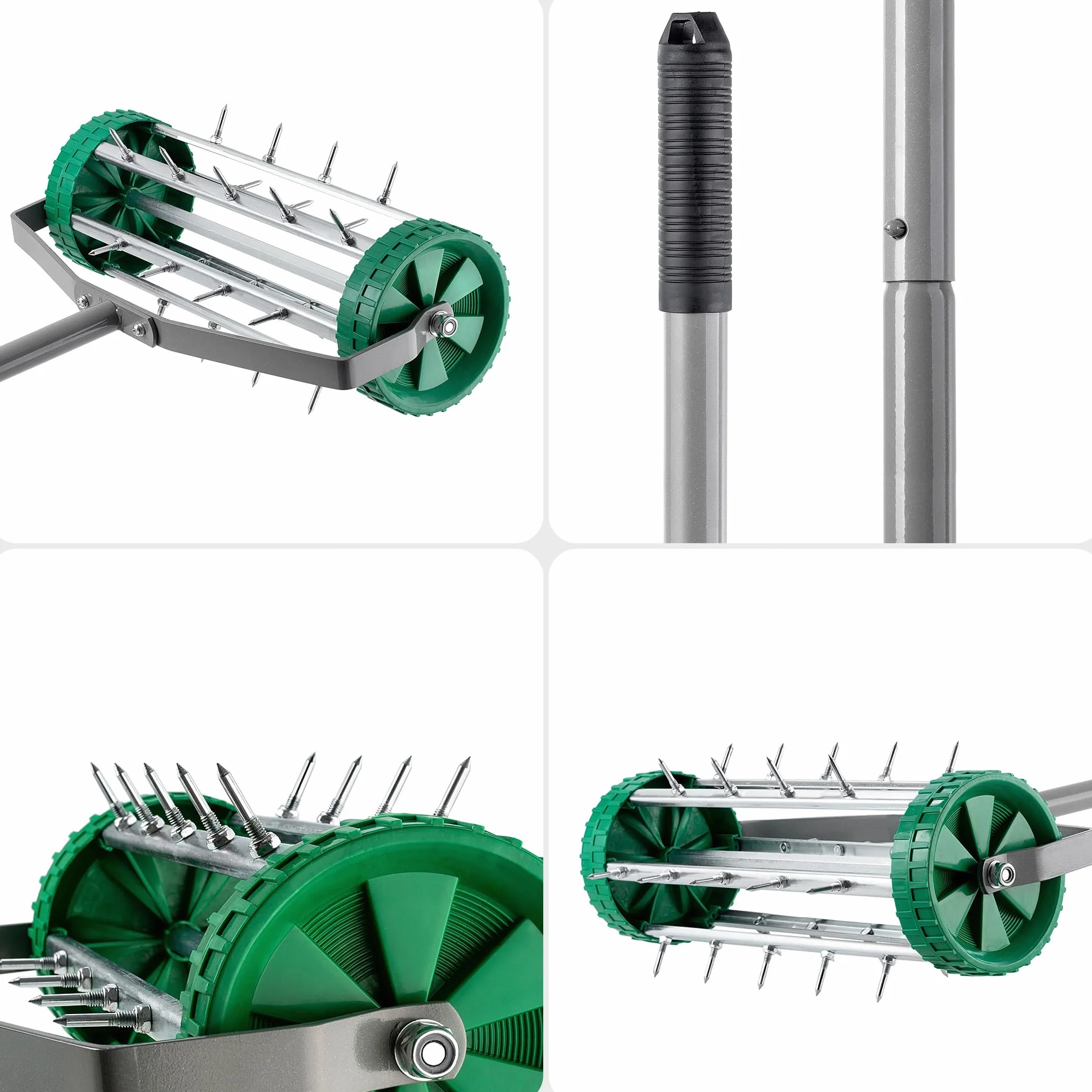 KADAX Aeratore manuale per prato in acciaio robusto, aeratore manuale con chiodi da 3,3 cm, aeratore a pavimento con impugnatura ergonomica, rullo robusto (148 cm)