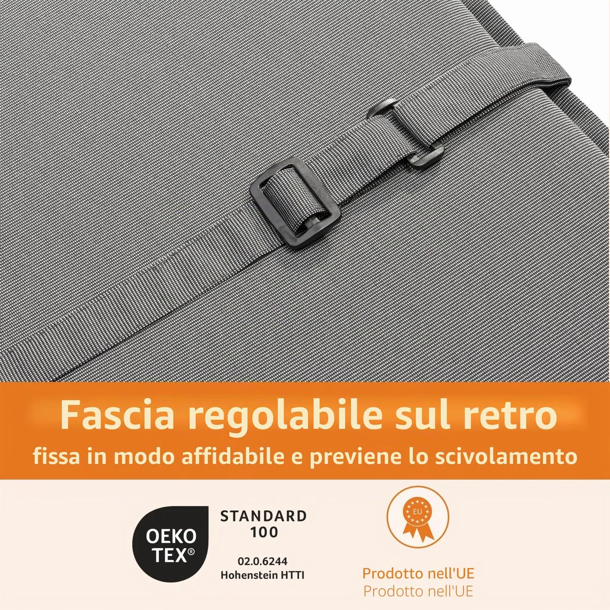 Set di 2 Cuscini per Sedia con Schienale Alto da Giardino, 120 x 50 x 6 cm, Grigio