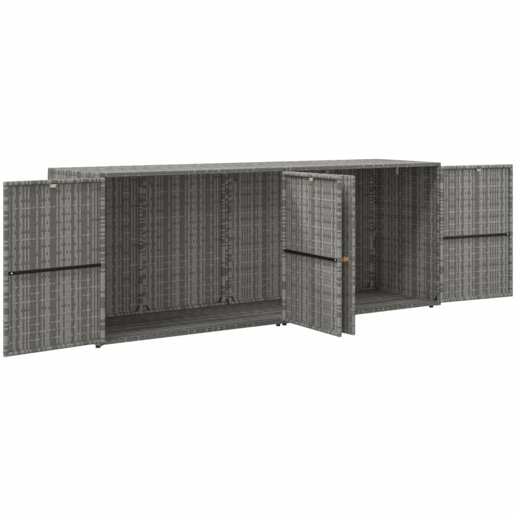 vidaXL Mobile Portaoggetti da Giardino Grigio 198x55,5x80cm Polyrattan